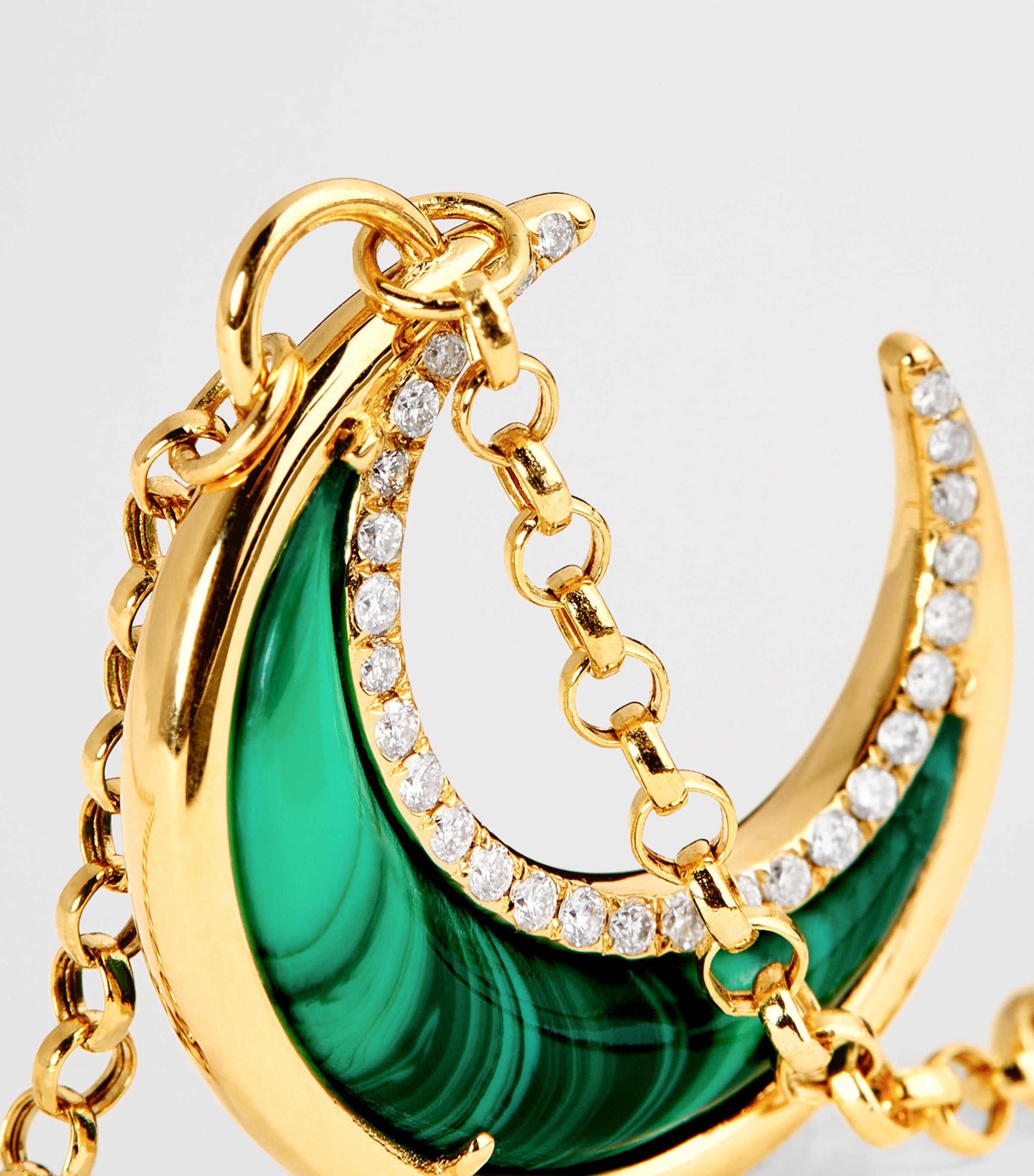 Yellow Gold, Diamond and Malachite Bloop Moon N*93 Necklace YELLOW GOLD Image 5