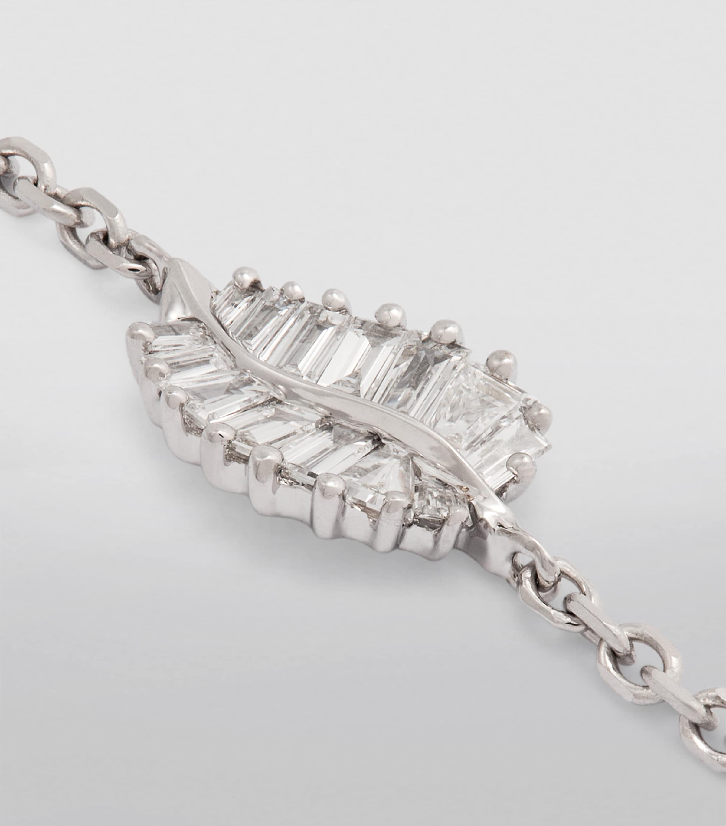 White Gold and Diamond Leaf Bracelet WHITE GOLD Image 2