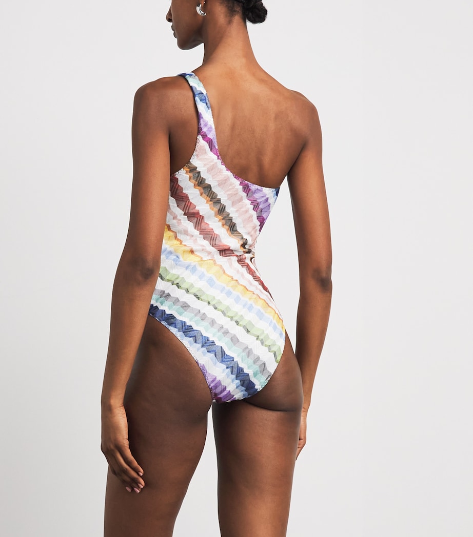 Missoni Womens Zigzag One-Shoulder Swimsuit Multicolor Image 5
