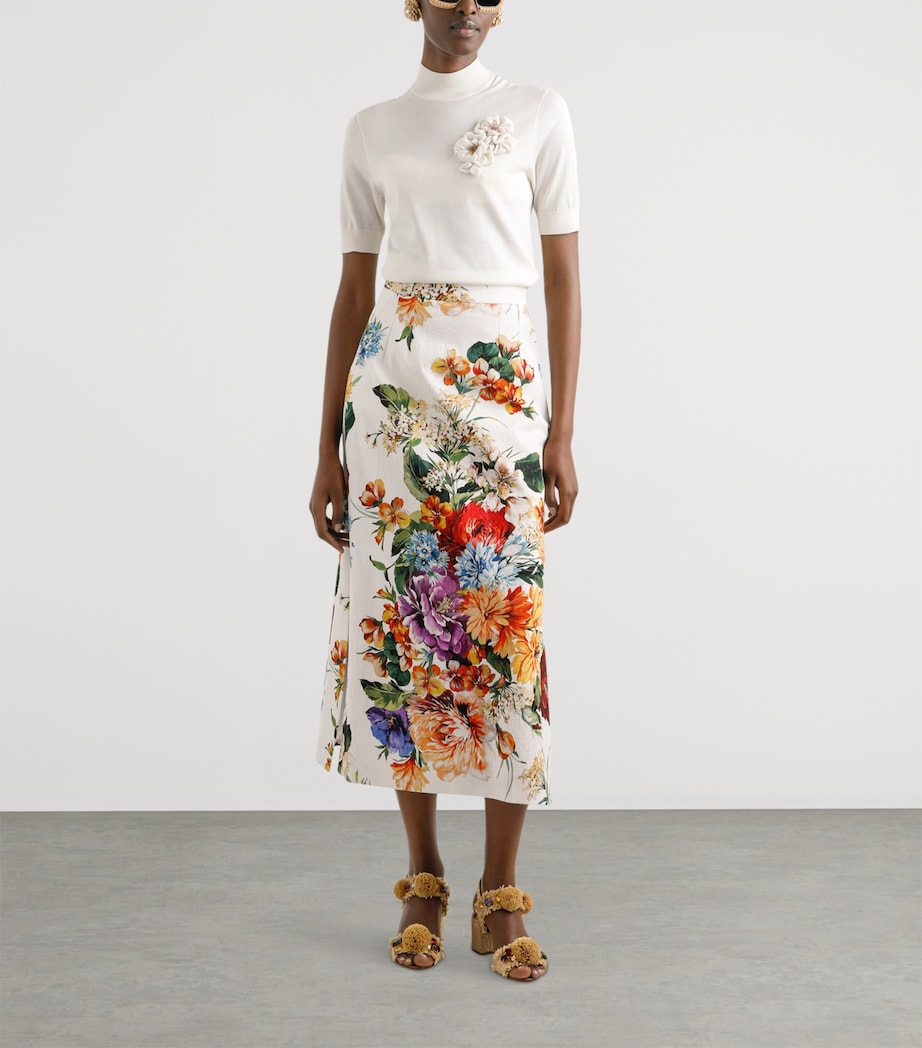 Silk Flower-Appliqué Sweater W0001-NATURAL WHITE Image 2