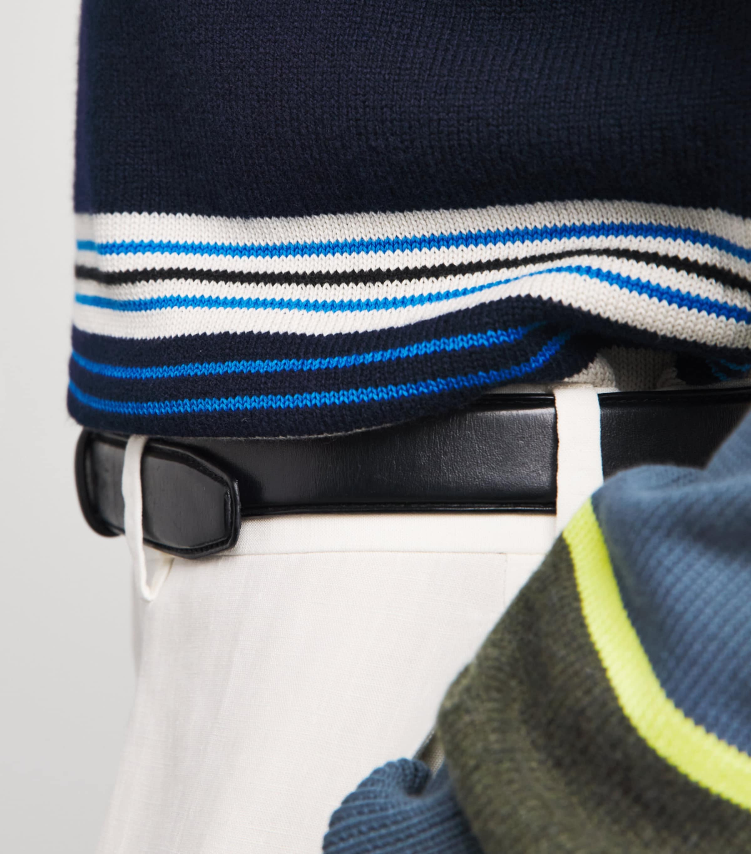 Paul Smith Mens Wool-Cotton Stripe Sweater Dark Navy Image 3
