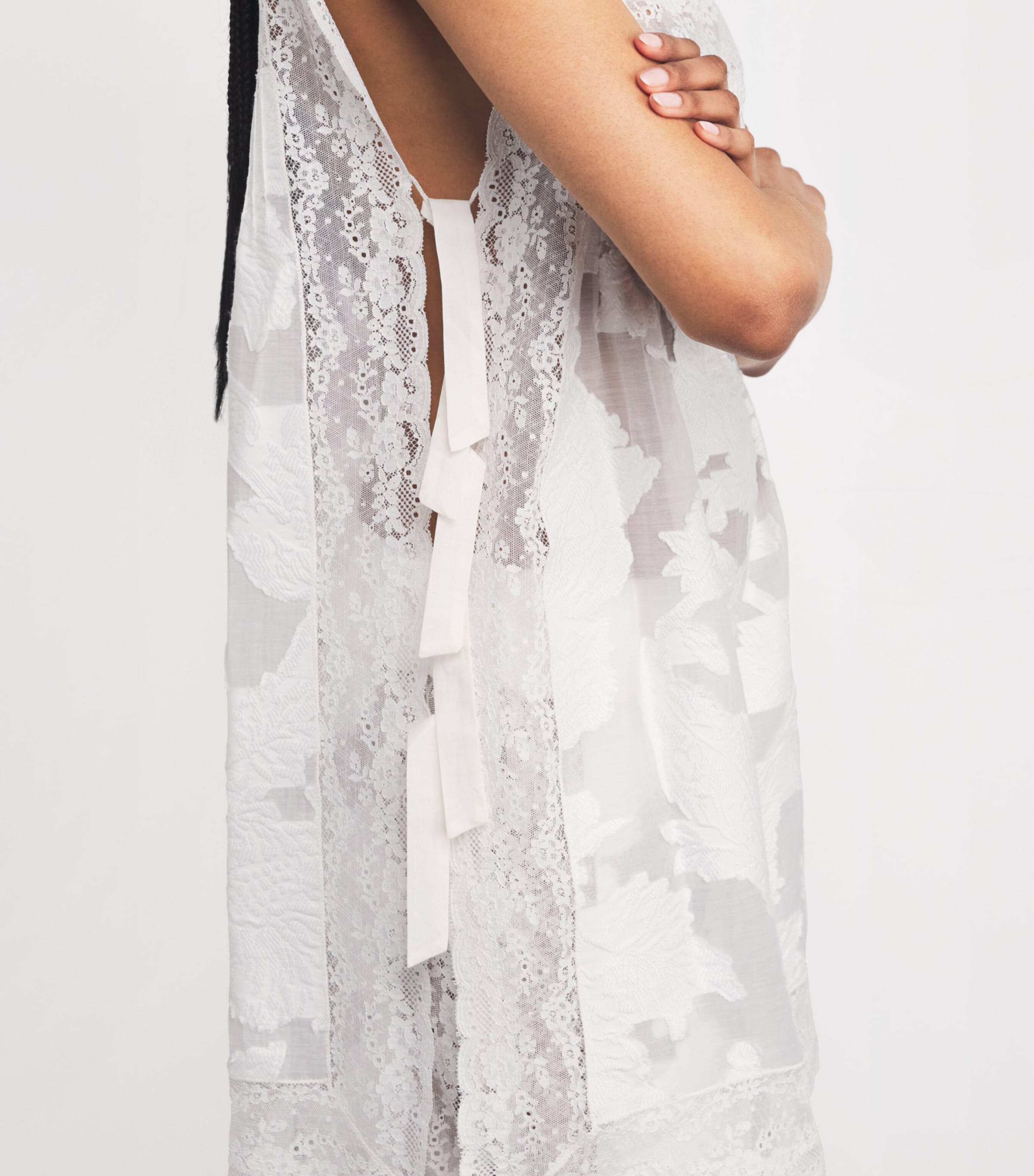 Lace-Trim Fiocchini Top WHITE DEVORE Image 5