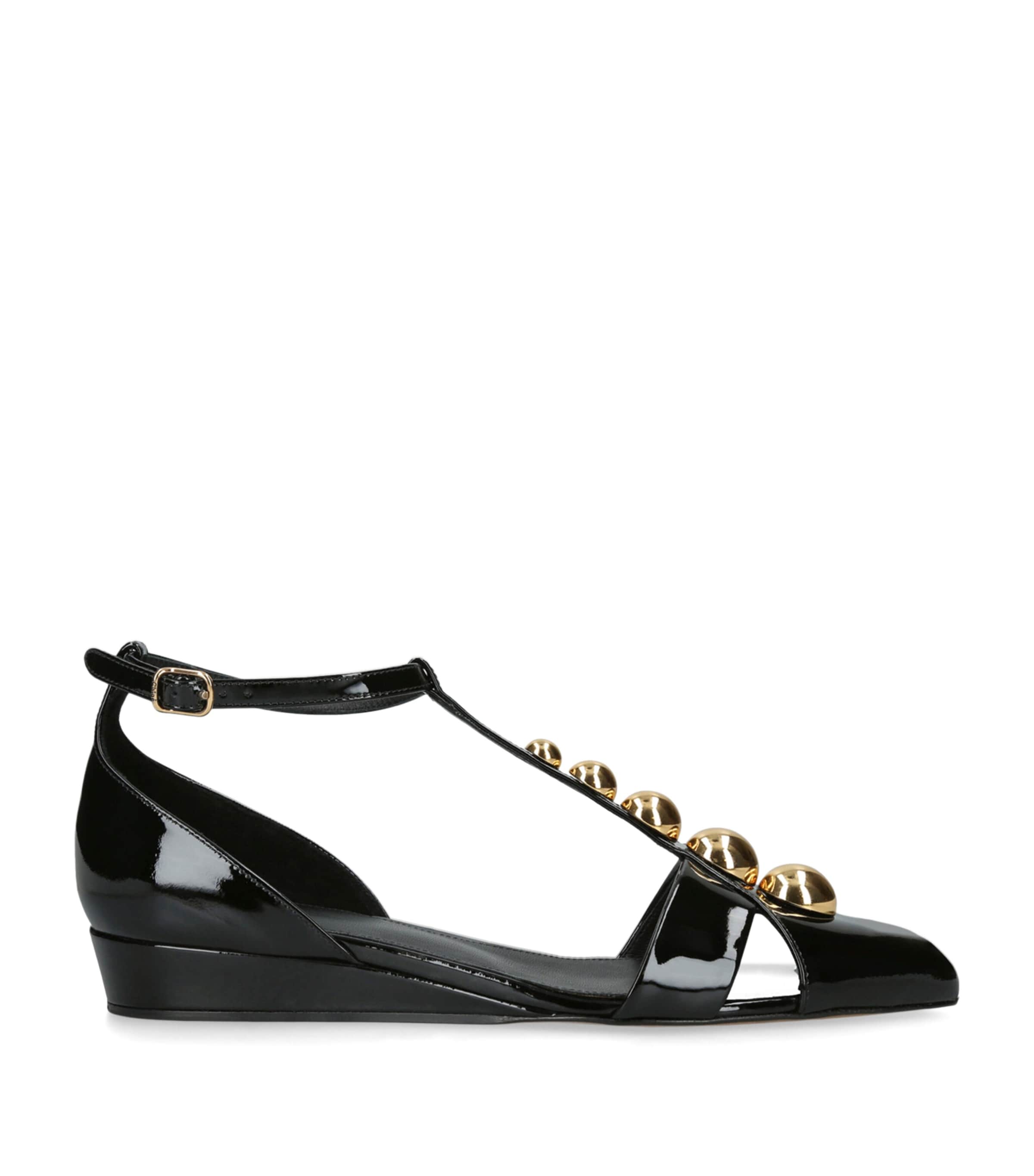 Patent Leather Cleia Wedge Sandals 30 BLACK Image 1