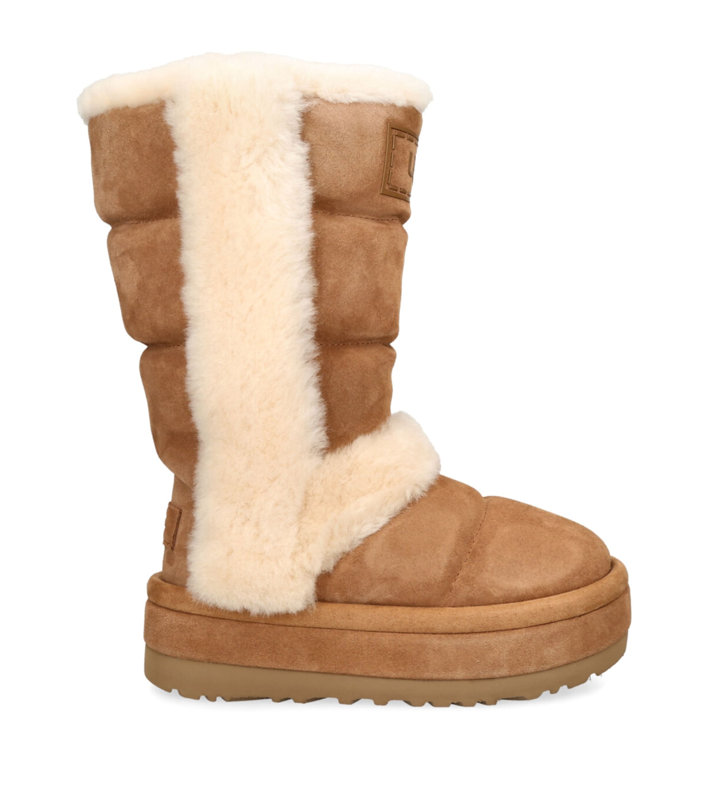 Shop Ugg Suede Cloudpeak Knee-high Boots In Beige