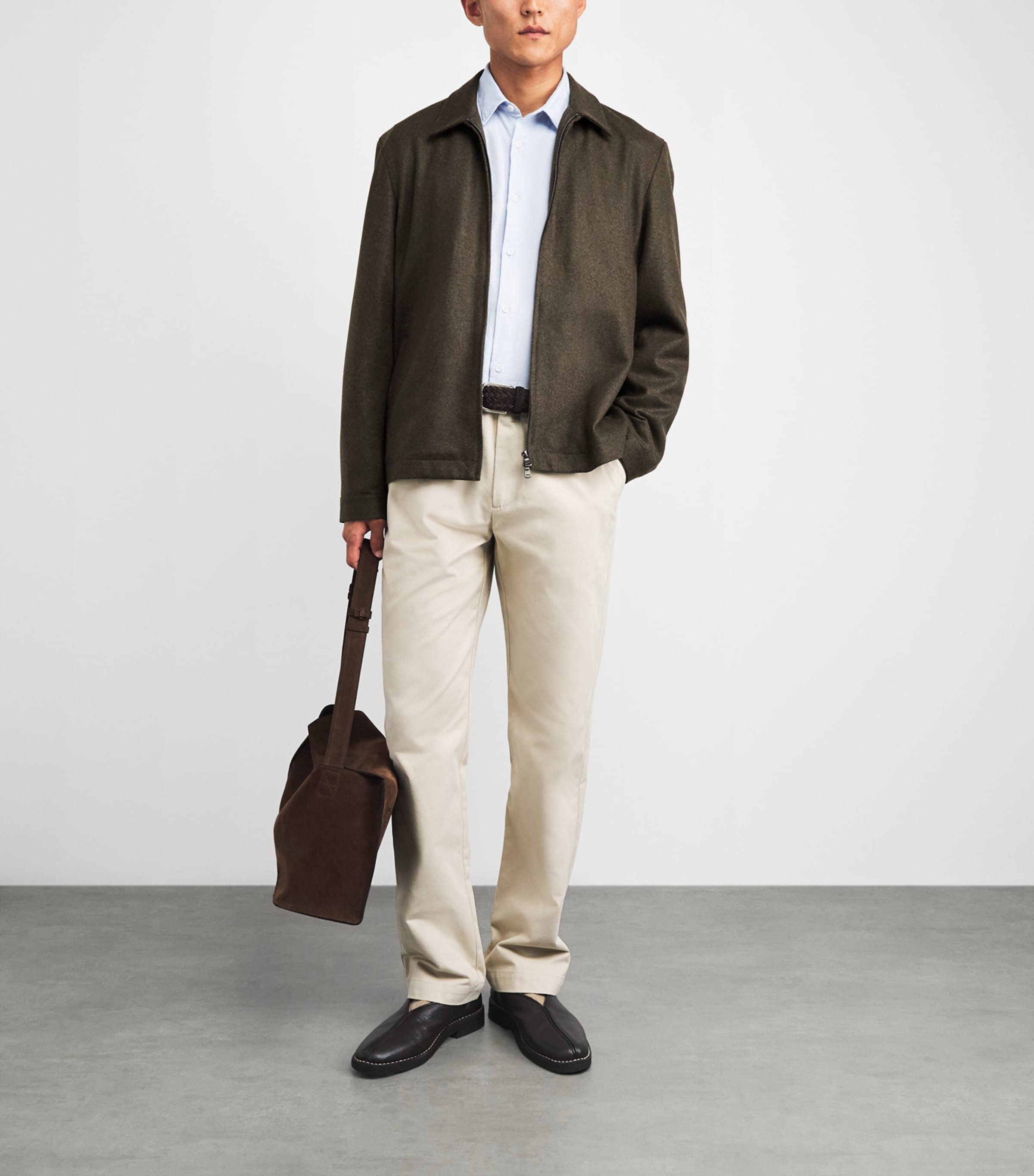 Sunspel Mens Boiled Wool Jacket Loden Green Image 2