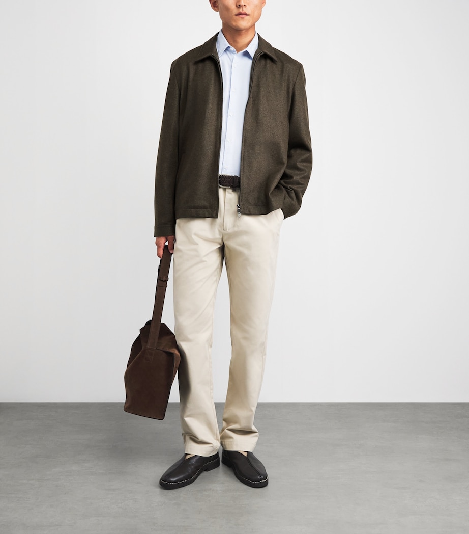 Sunspel Mens Boiled Wool Jacket Loden Green Image 2