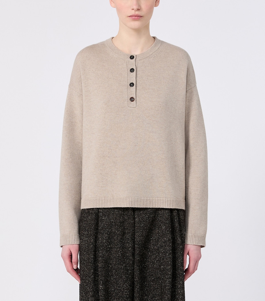 Max Mara Womens Wool-Cashmere Sweater Beige Image 3