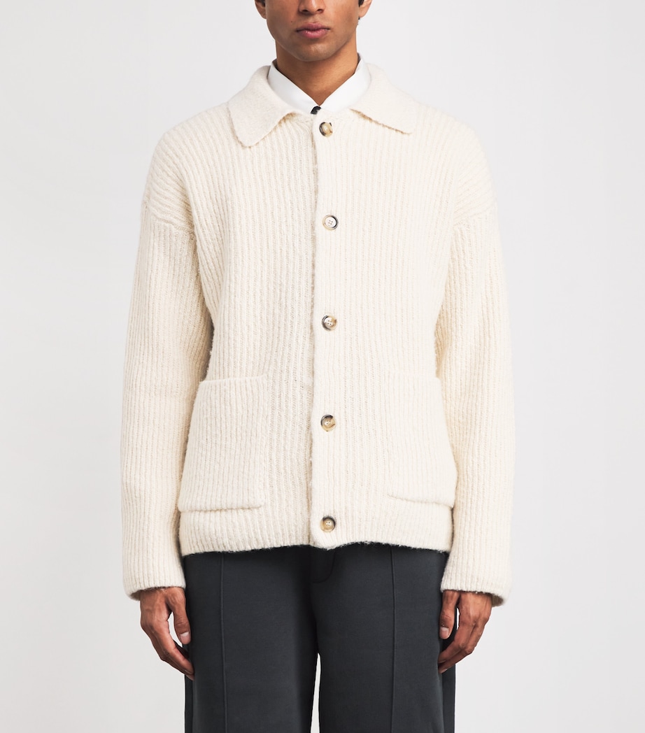Wool-Blend Rib-Knit Cardigan 185 - IVOIRE Image 3