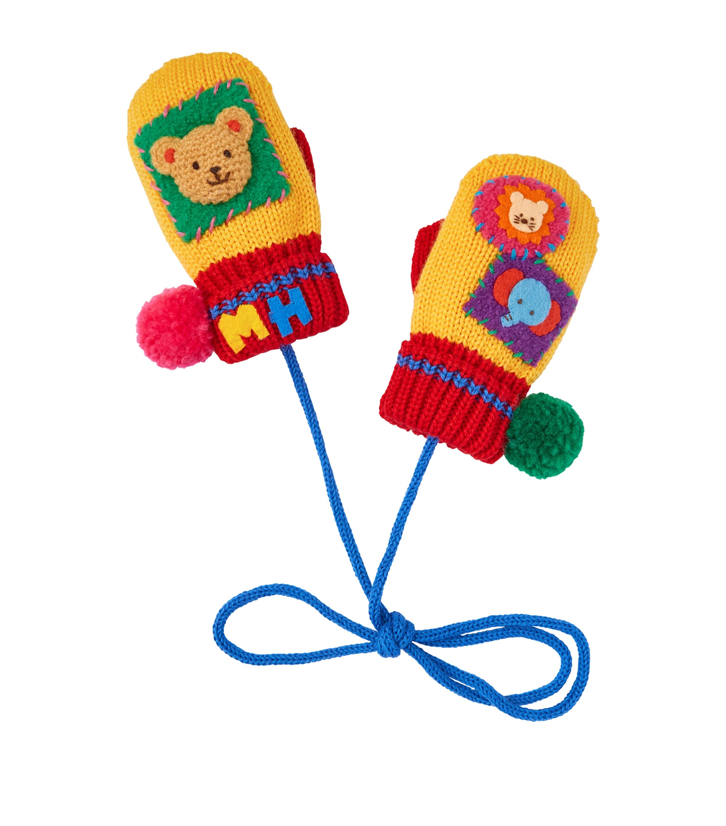 Miki House Wool-blend Bear Mittens In Yellow