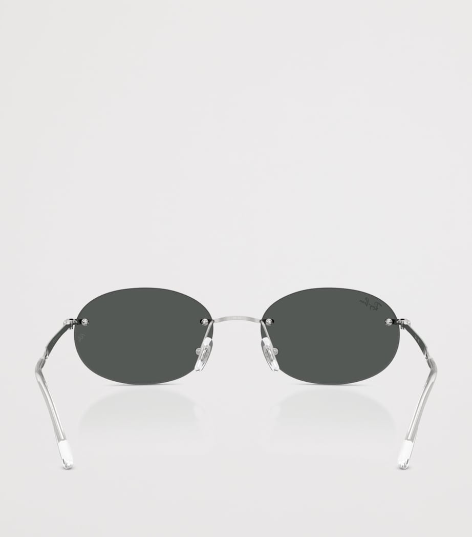 Ray-Ban RB3767 Metal Oval Sunglasses Silver Image 4