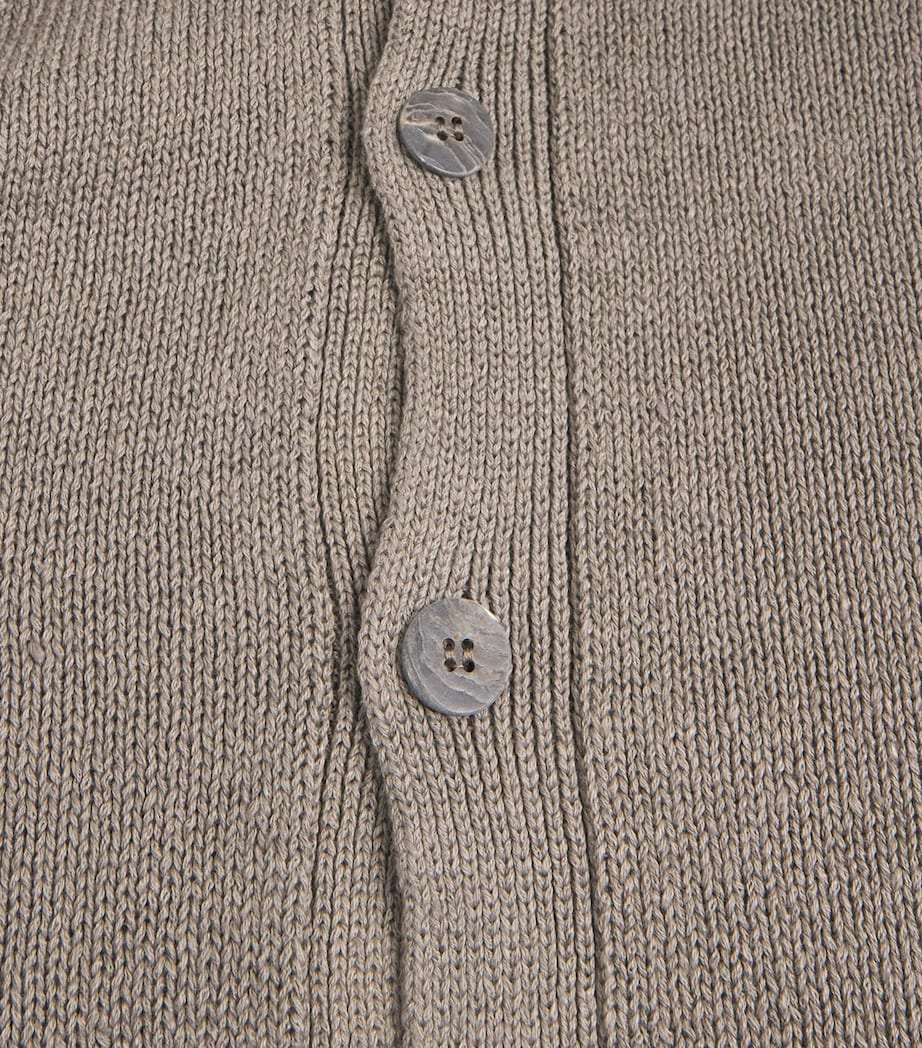 Eskandar Womens Linen-Organic Cotton V-Neck Cardigan Mink Image 6