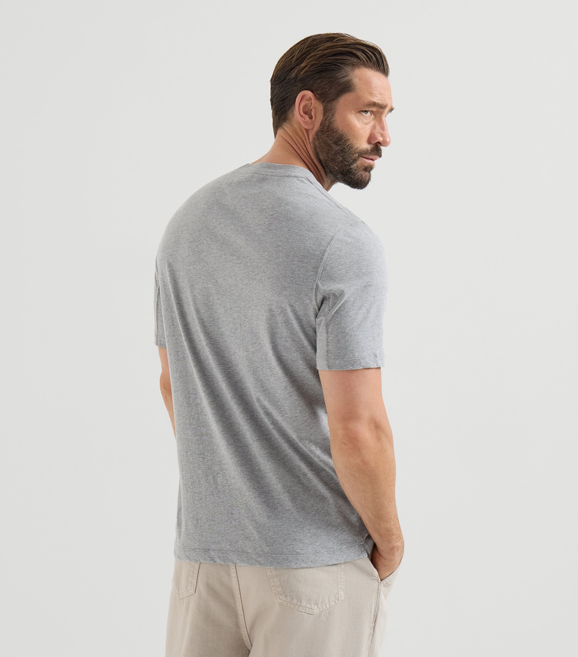 Brunello Cucinelli Mens Cotton Crew-Neck T-Shirt Grey Image 5