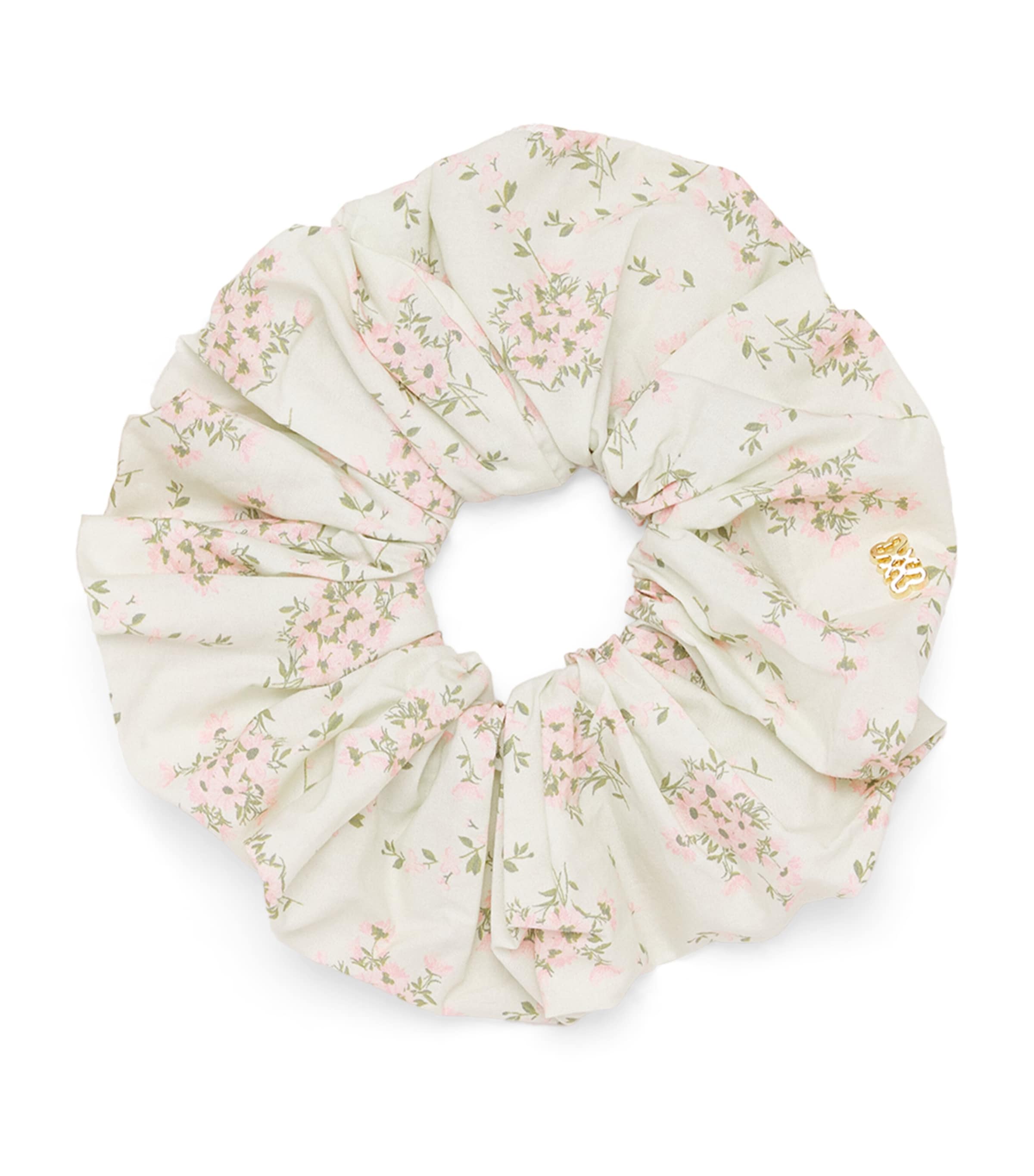Sandro Paris Cotton Floral Scrunchie Pink / Green Image 1