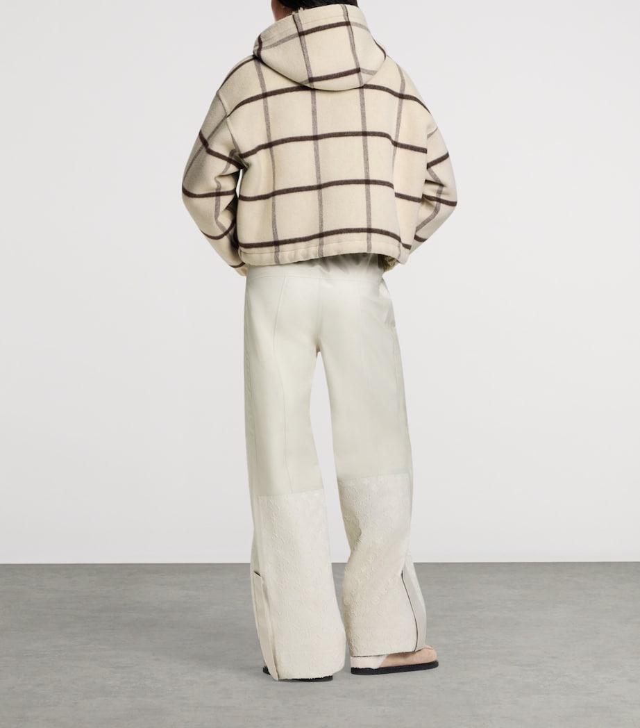 Wool-Blend Check Zip-Up Hoodie BEIGE Image 5