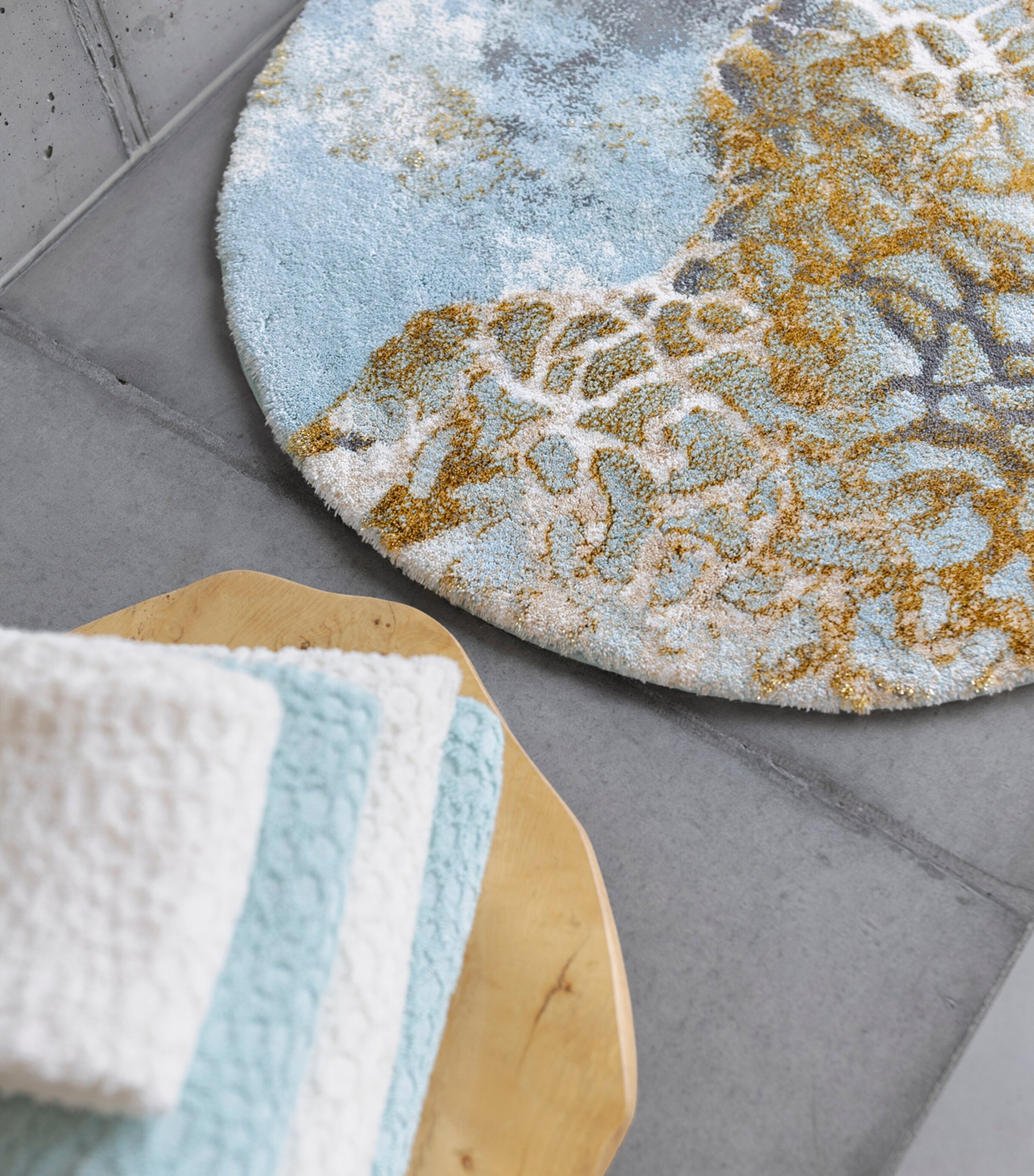 Abyss & Habidecor Egyptian Cotton-Blend Dune Bath Mat (85cm x 85cm) Aqua Image 8