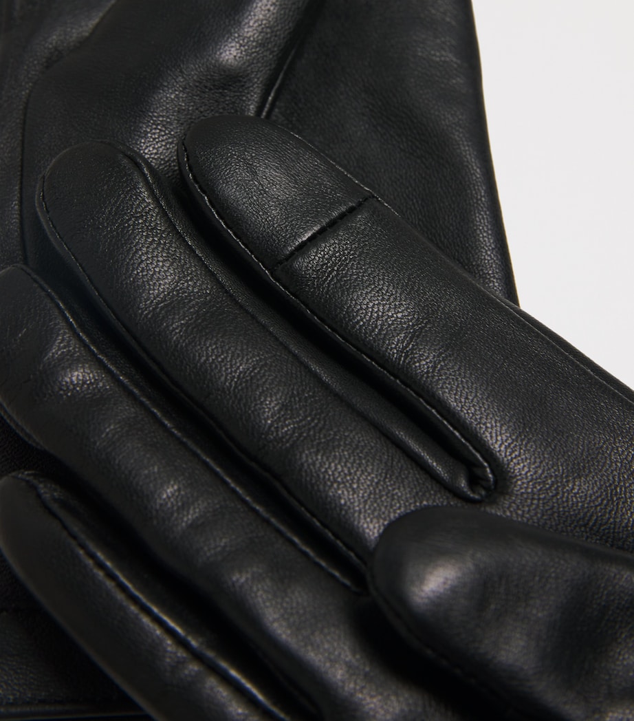 Leather Heart Charm Gloves BLACK Image 4