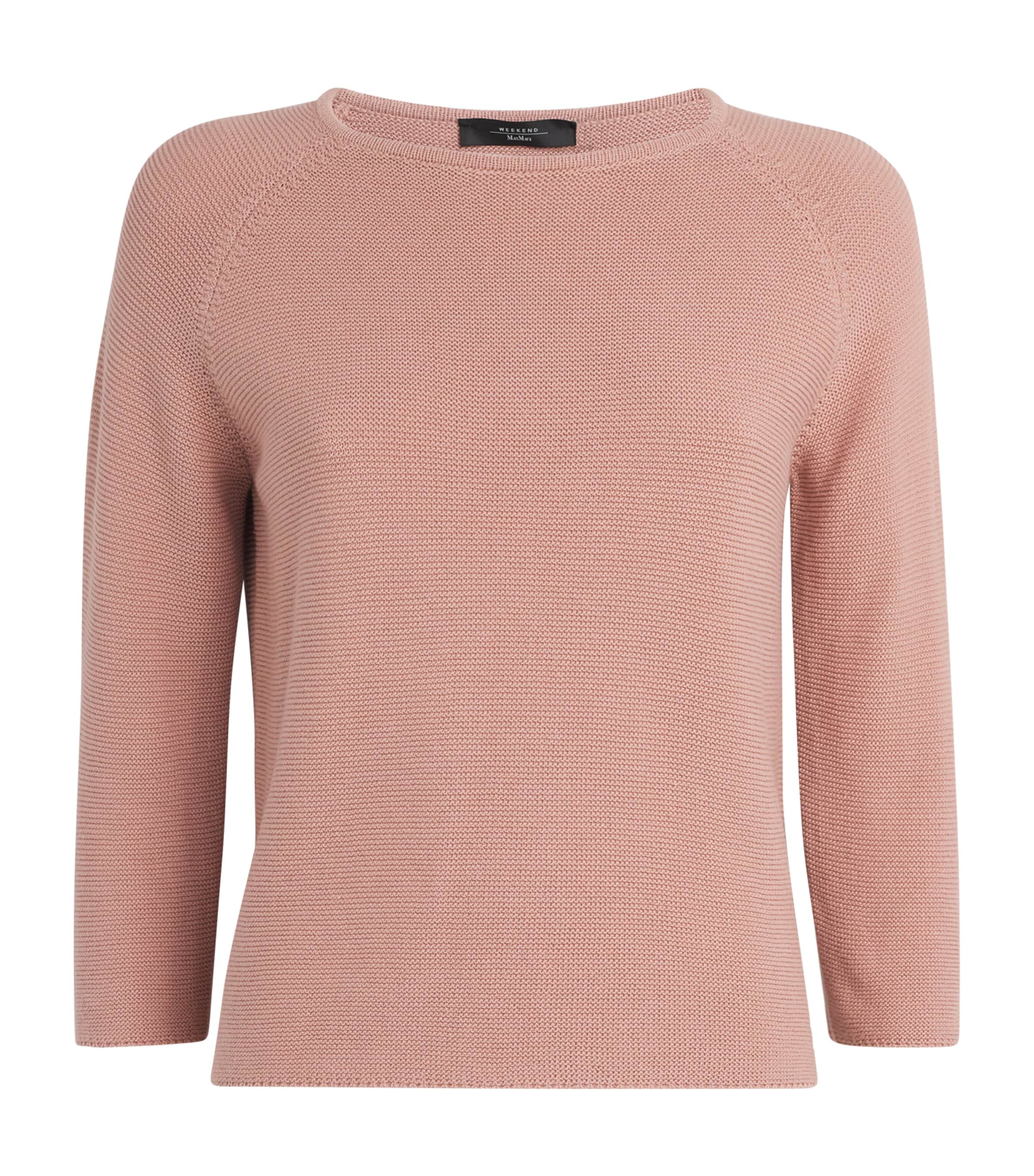 Cotton Crop-Sleeve Sweater POWDER Image 1