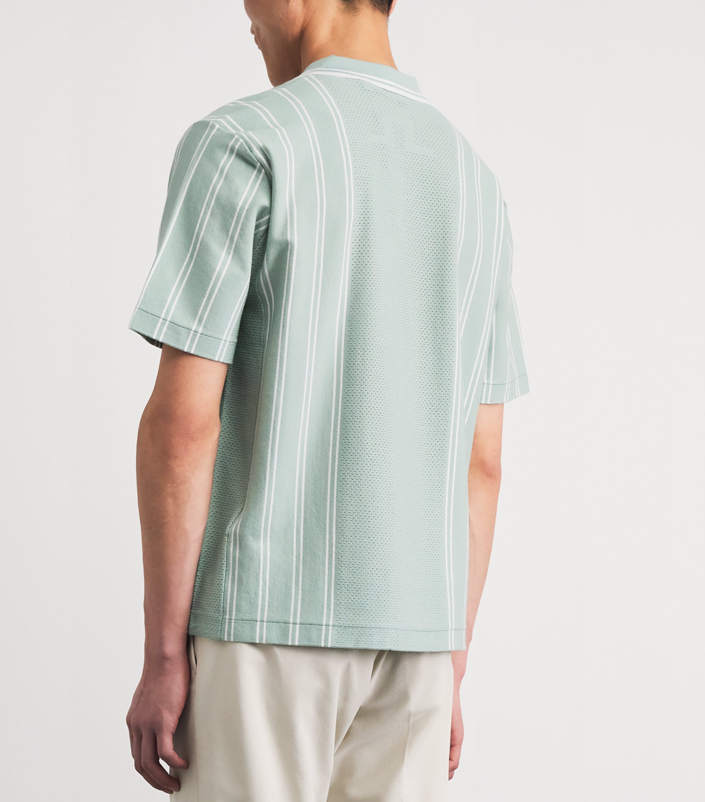 J Lindeberg Mens Stripe Rue Short-Sleeve Shirt Jadeite Image 5