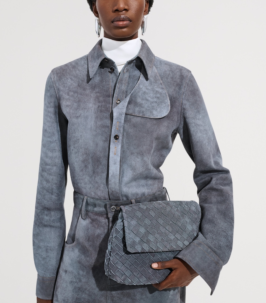 Bottega Veneta Suede Intrecciato Giorno Shoulder Bag Image 6