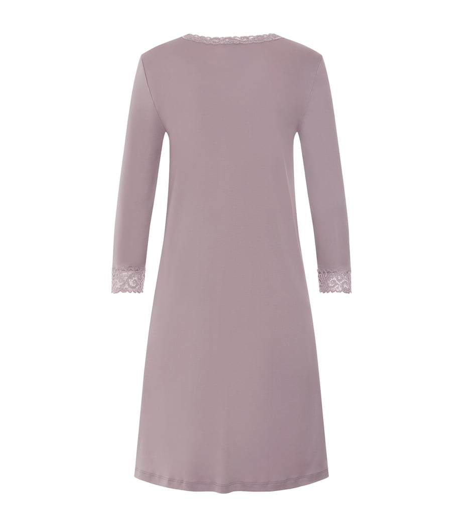 Hanro Womens Lace-Trim Moments Nightdress Stormy Rose Image 3
