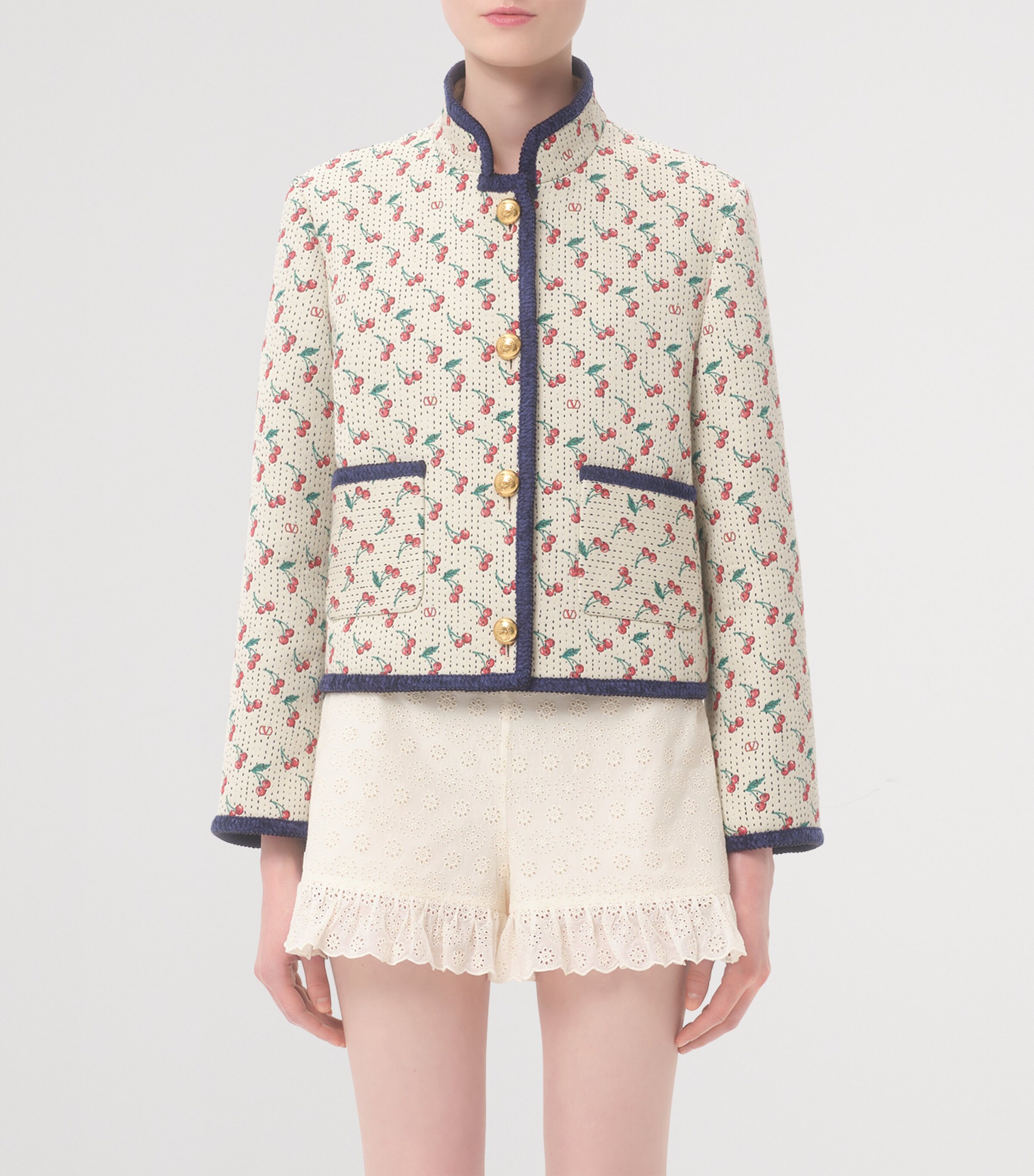 Valentino Cotton-Blend Cherry Jacquard Jacket | Harrods UK