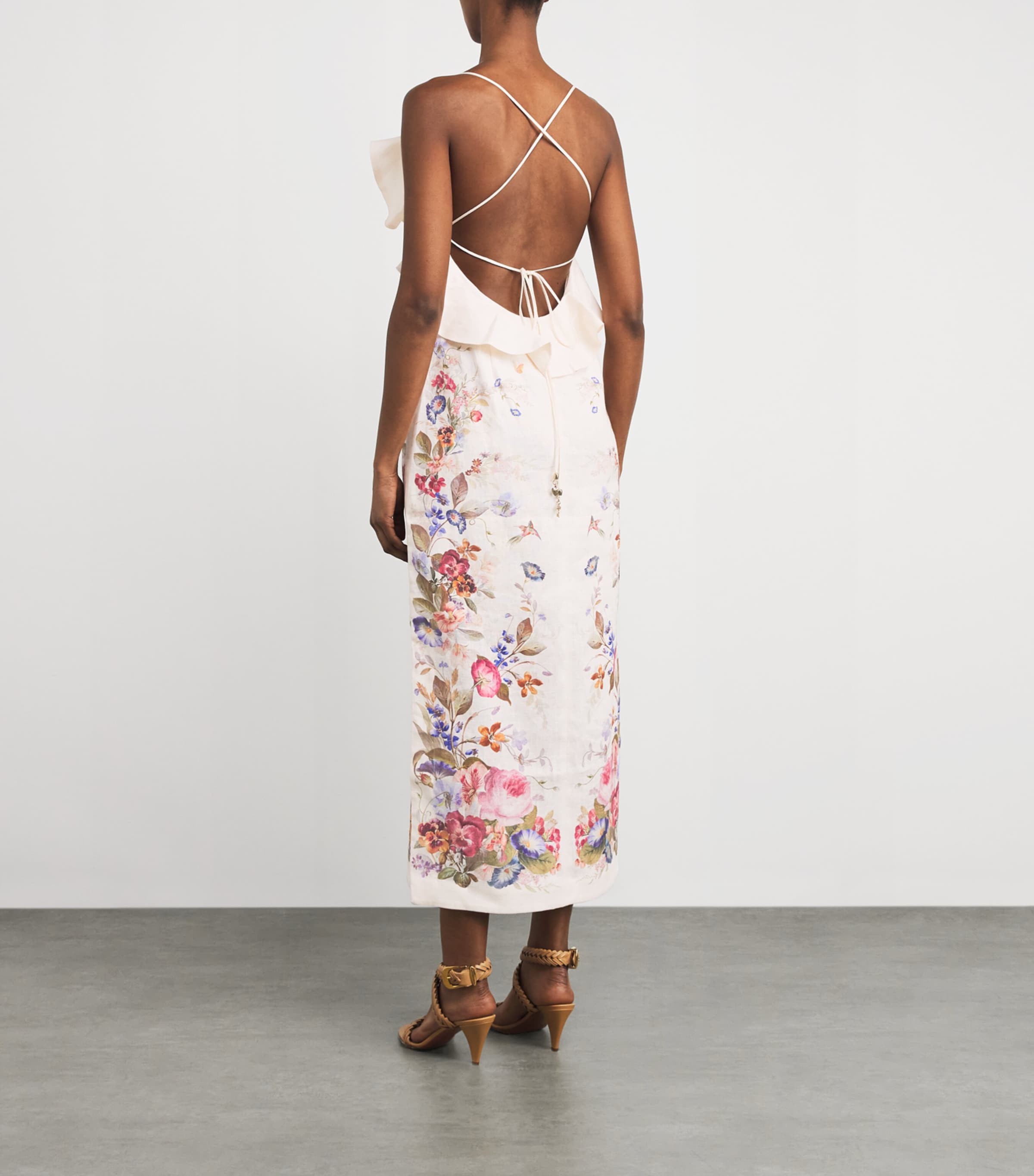 Ruffle-Detail Patience Midi Dress VANILLA FLORALVFLO Image 3