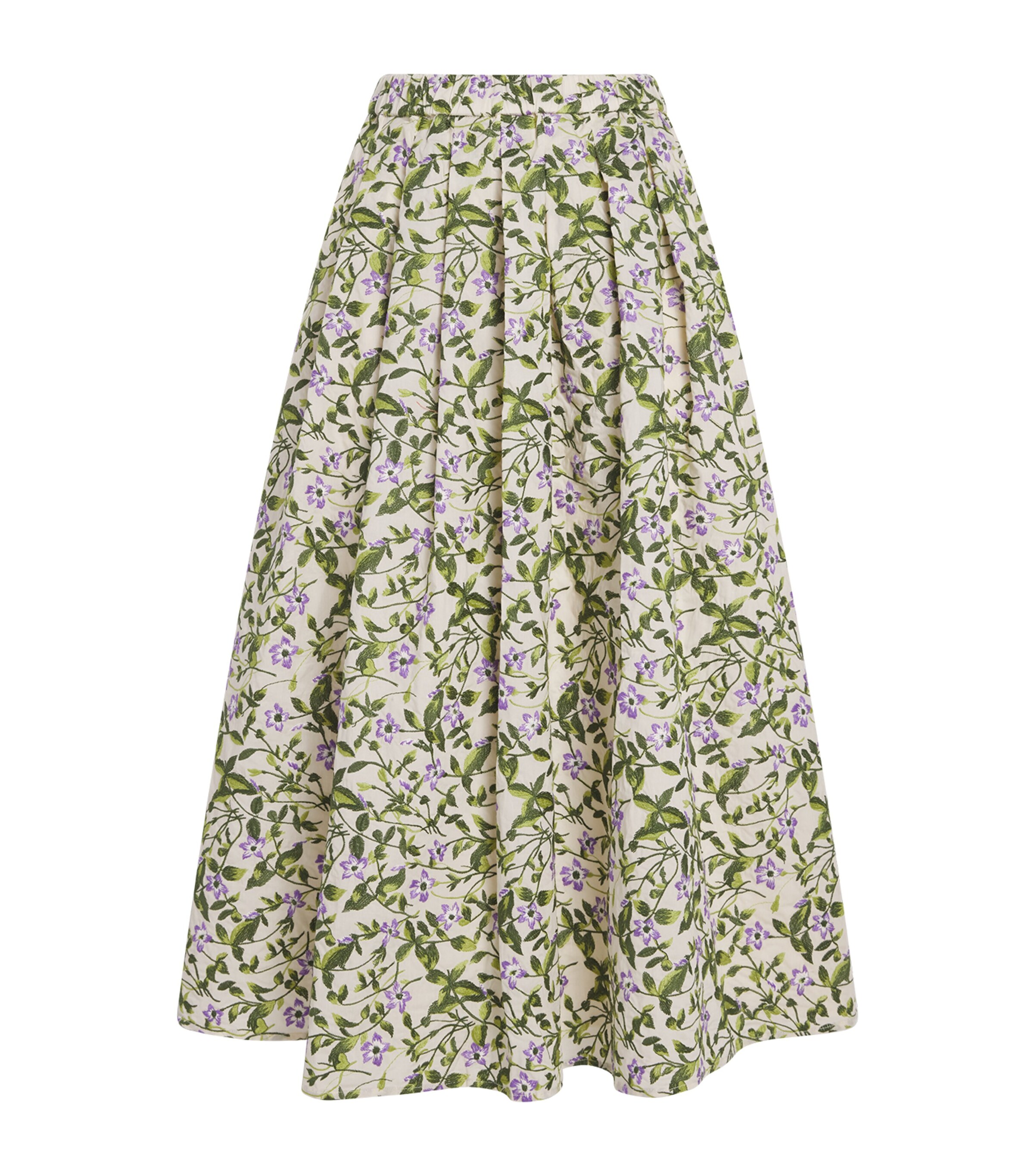 Weekend Max Mara Womens Cotton Floral-Embroidered Midi Skirt Ecru Image 1