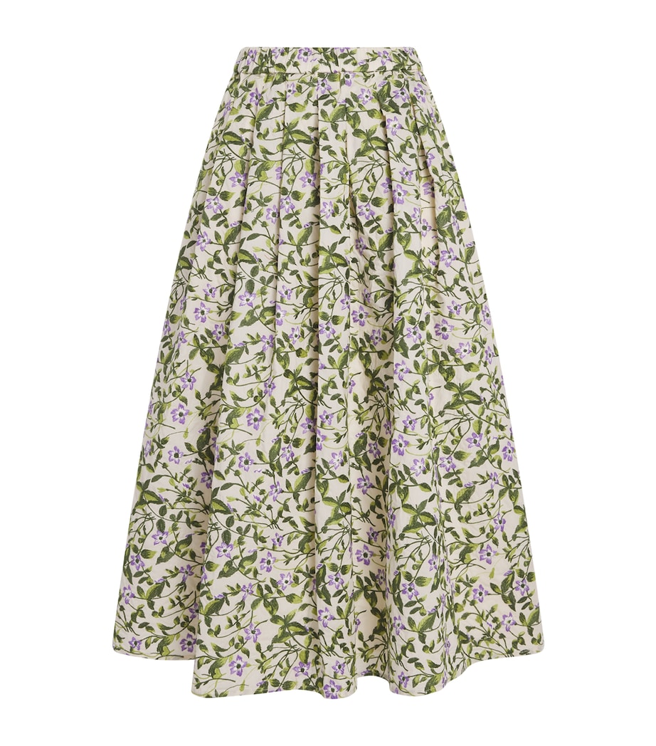 Weekend Max Mara Womens Cotton Floral-Embroidered Midi Skirt Ecru Image 1