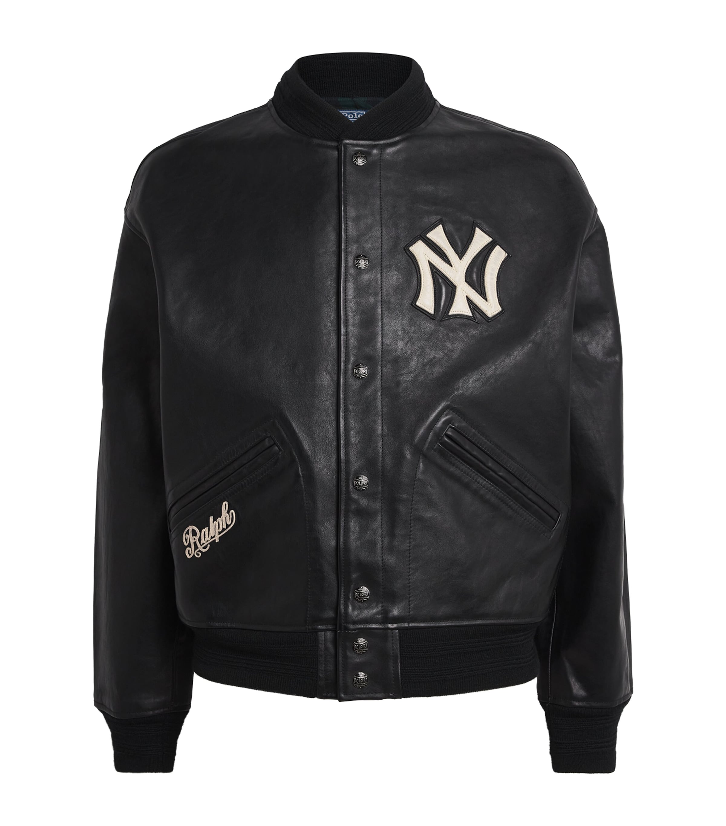 Polo Ralph Lauren Black x Yankees Leather Bomber Jacket | Harrods US