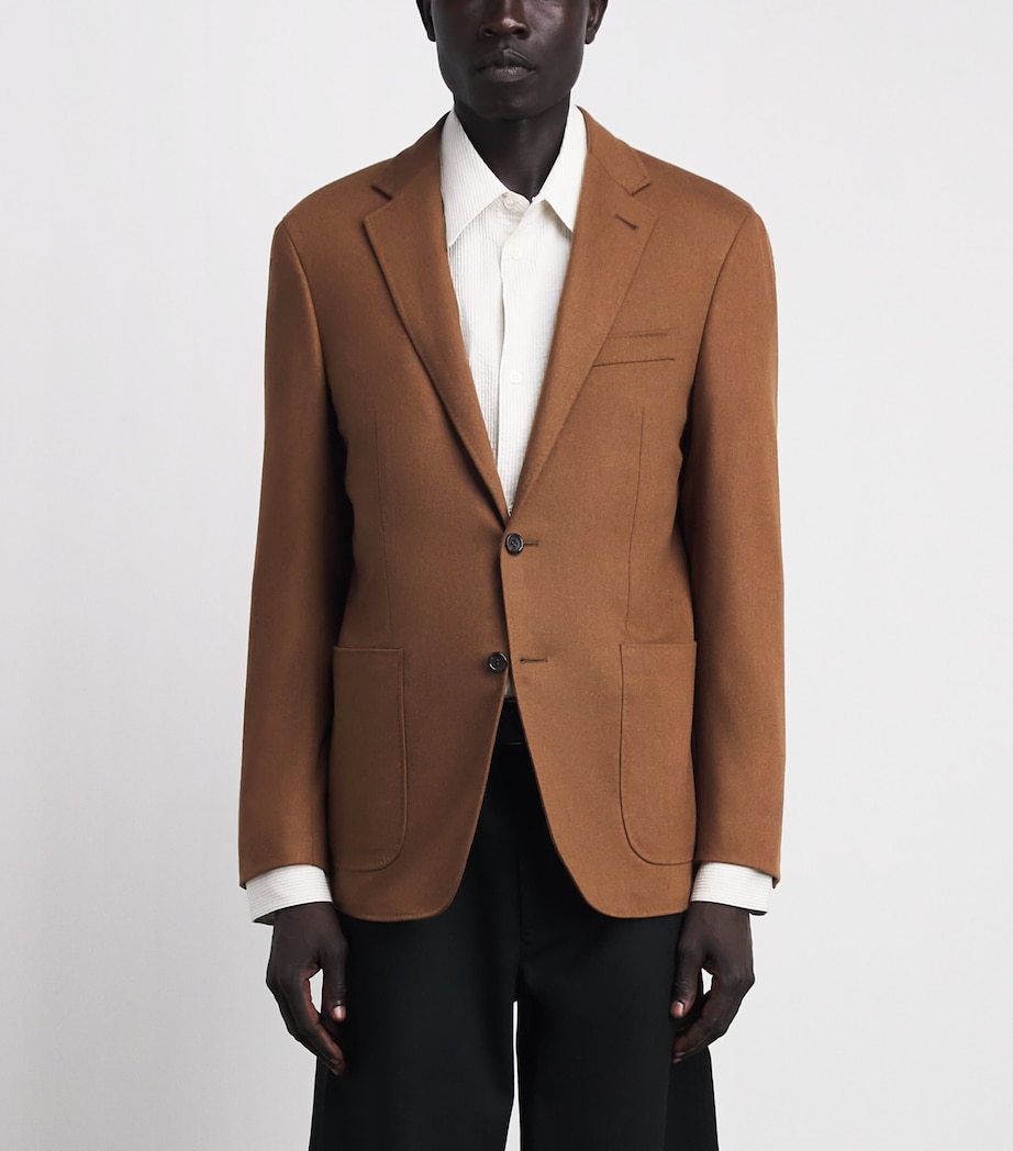 Canali Mens Stretch-Wool Single-Breasted Blazer Image 4