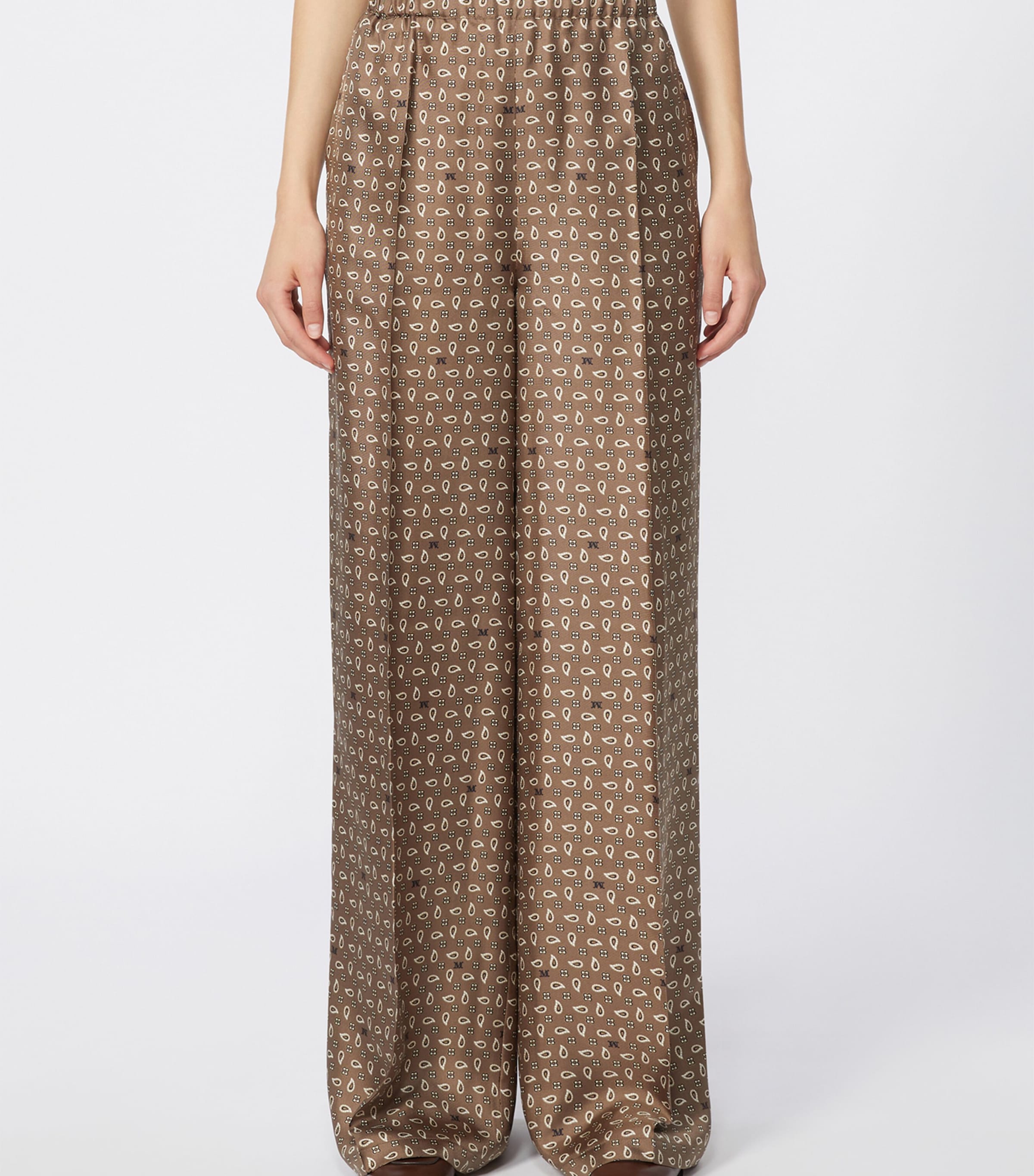 Silk Twill Printed Wide-Leg Trousers MUD Image 3