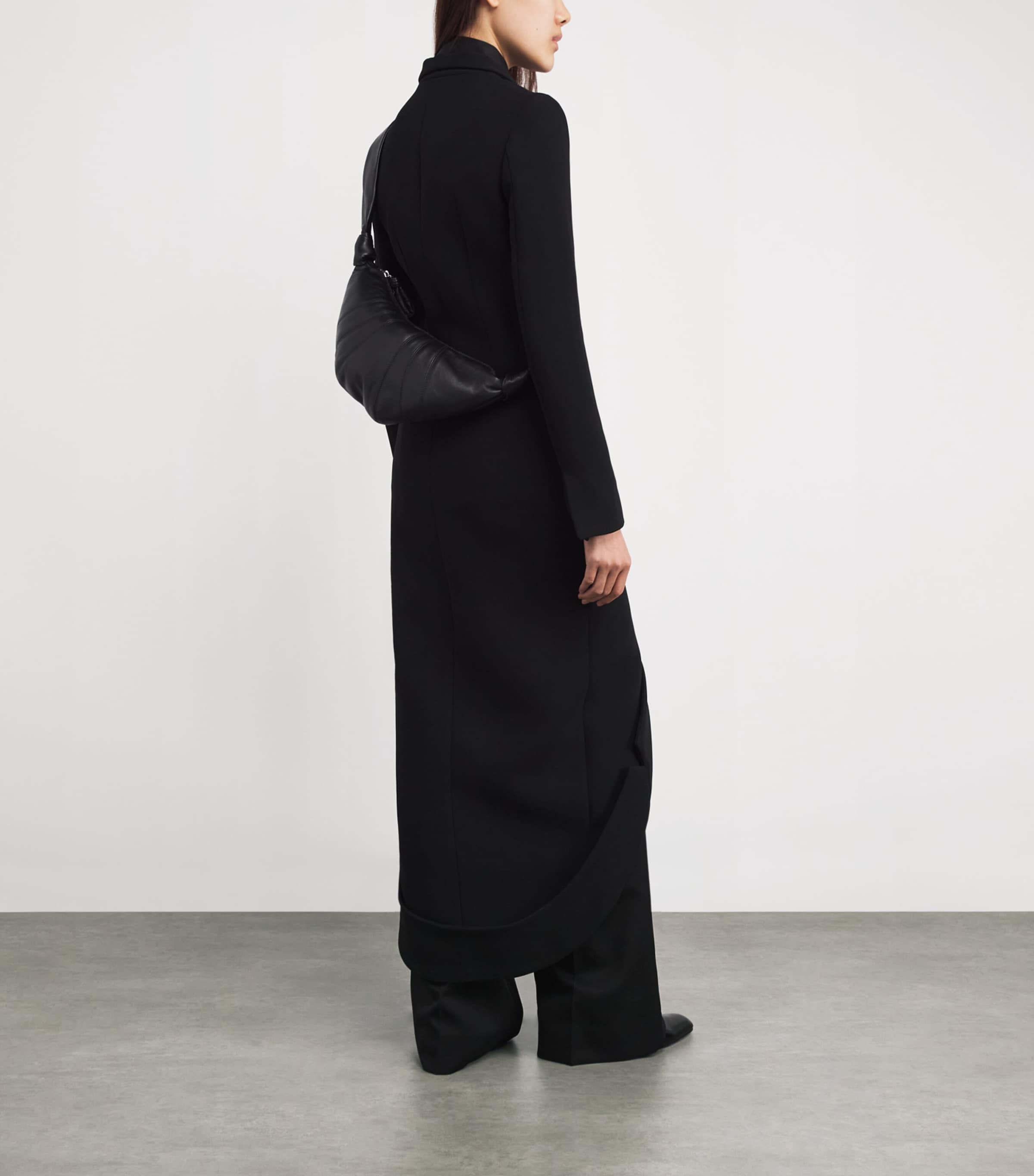 Small Nappa Leather Croissant Cross-Body Bag BK999 BLACK Image 2