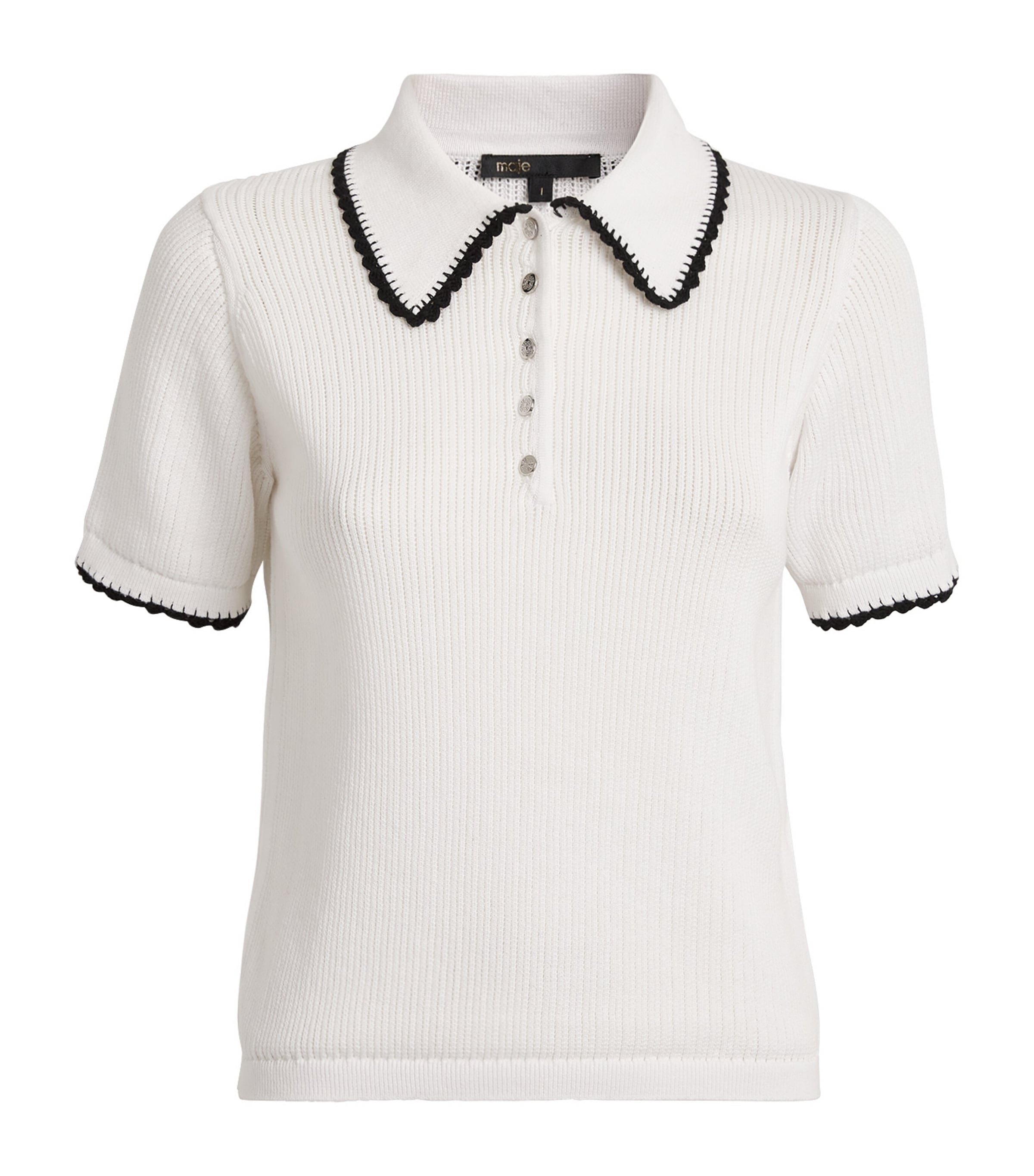 Maje Pointelle Knit Polo Shirt