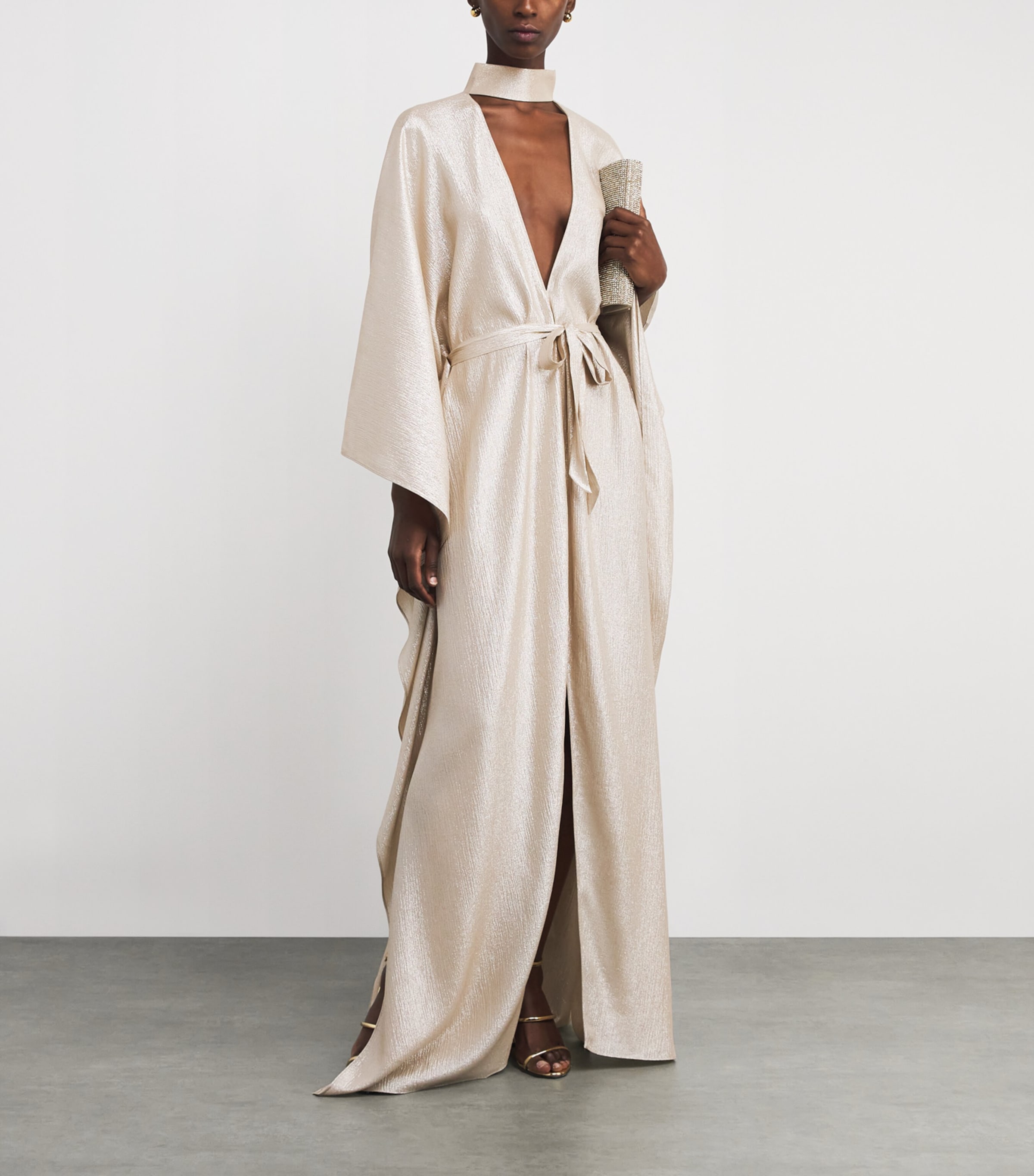 Metallic OOO Kaftan Maxi Dress GOLD Image 2