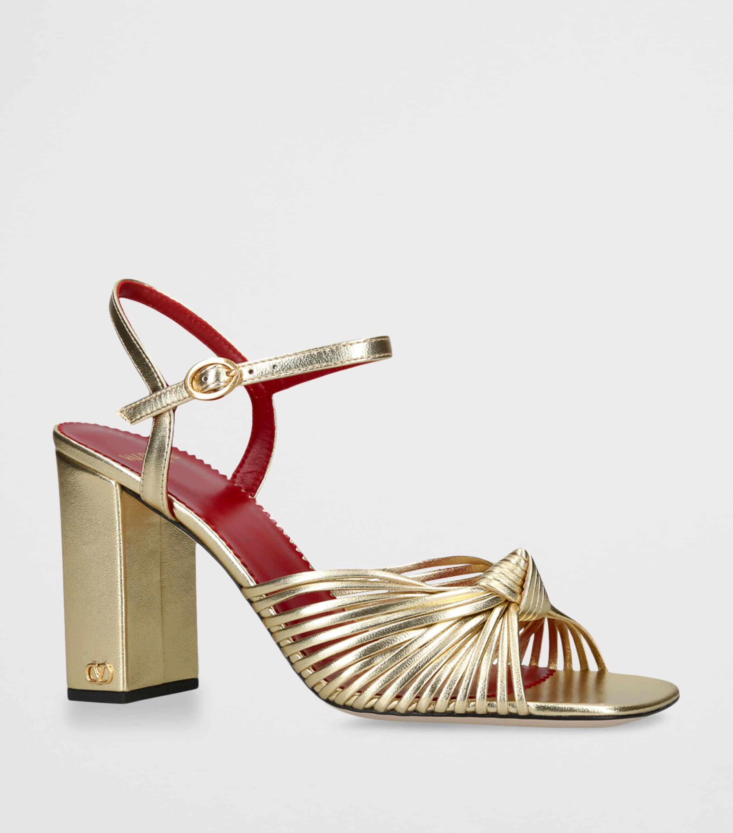 Valentino Garavani Leather Annet Heeled Sandals 90 Gold Image 3