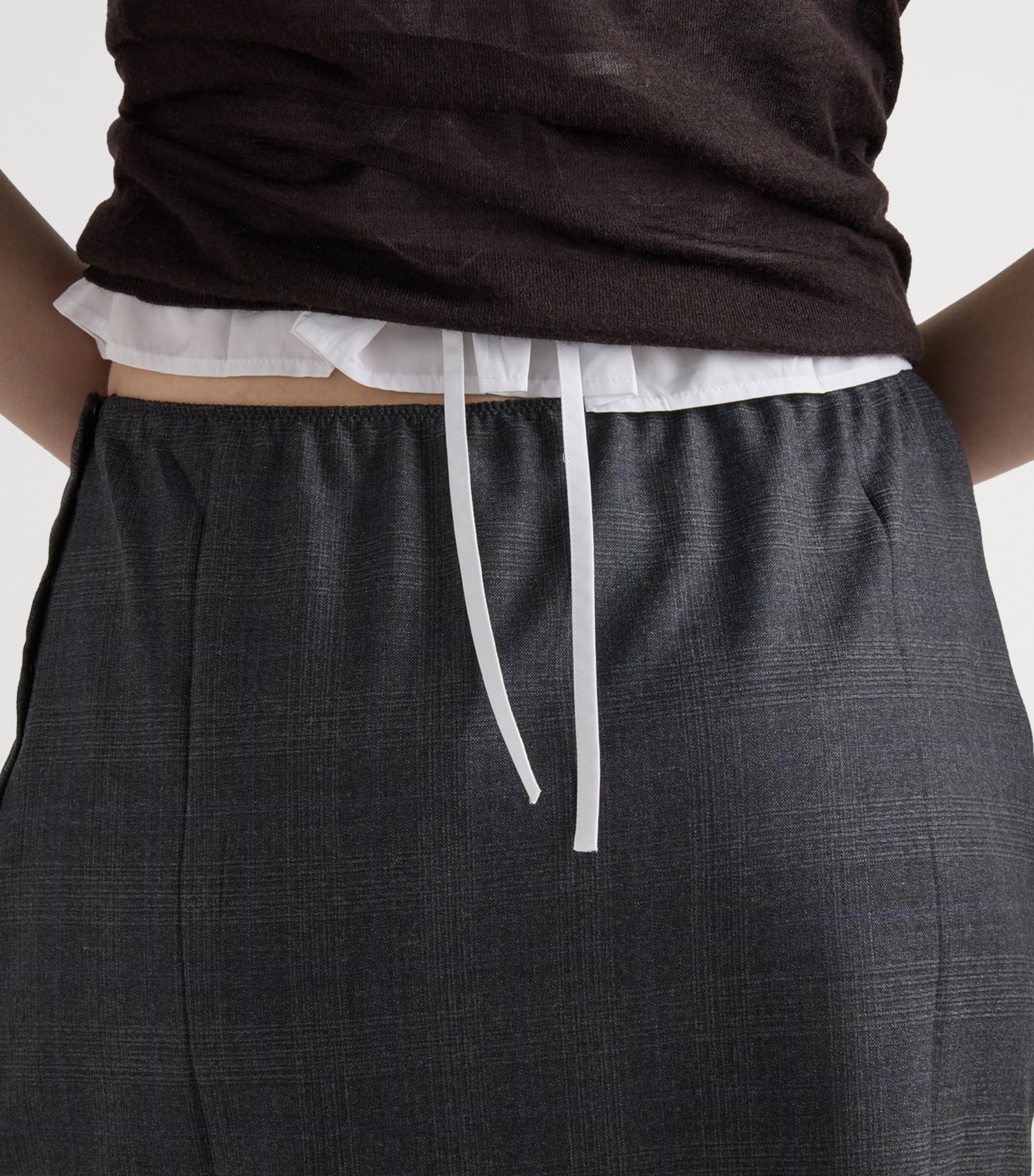 Prada Womens Wool Check Midi Skirt Image 4
