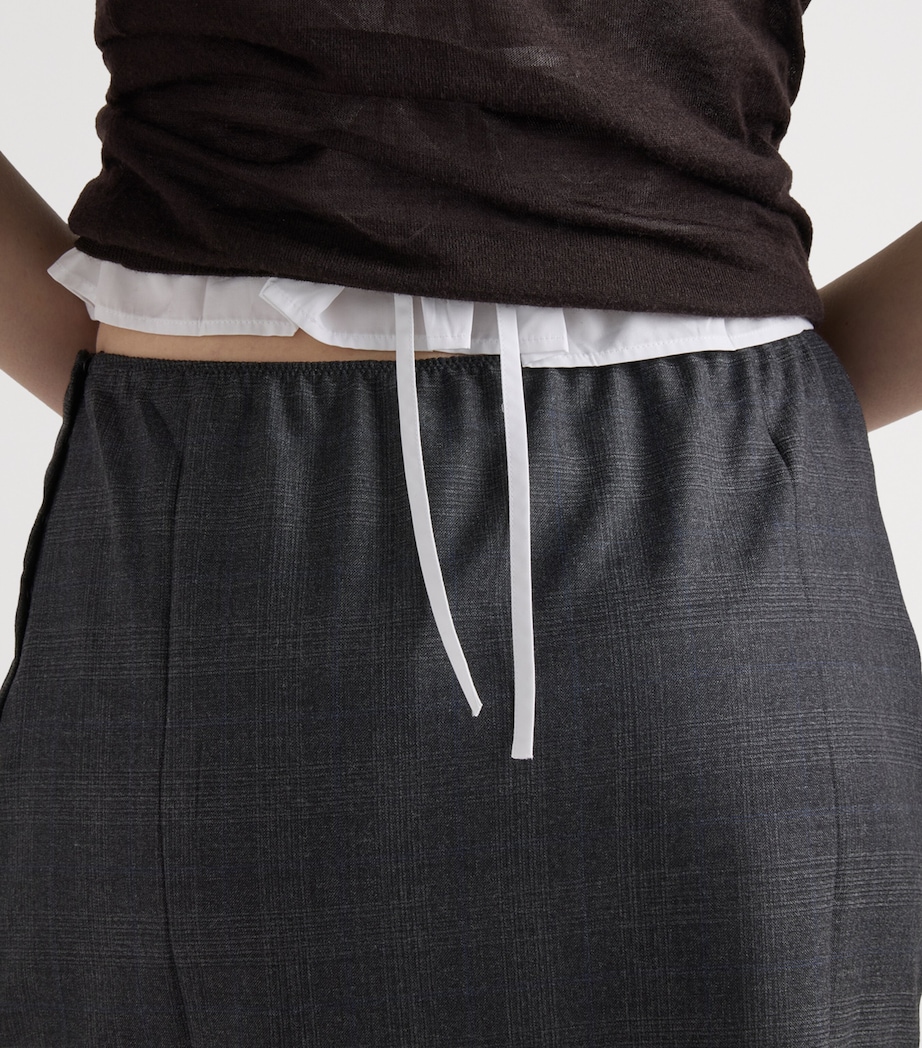 Prada Womens Wool Check Midi Skirt Image 4