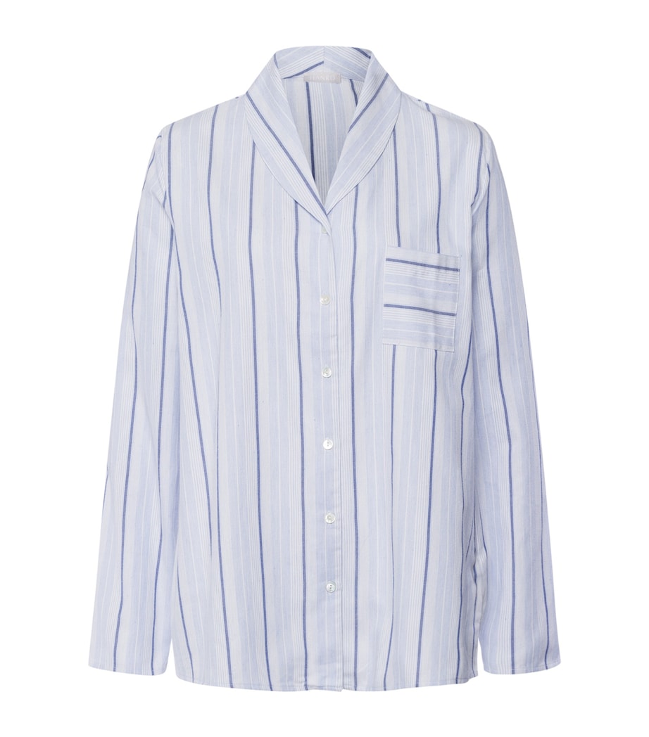 Cotton Stripe Pyjama Shirt POWDER BLUE STRIPE Image 1