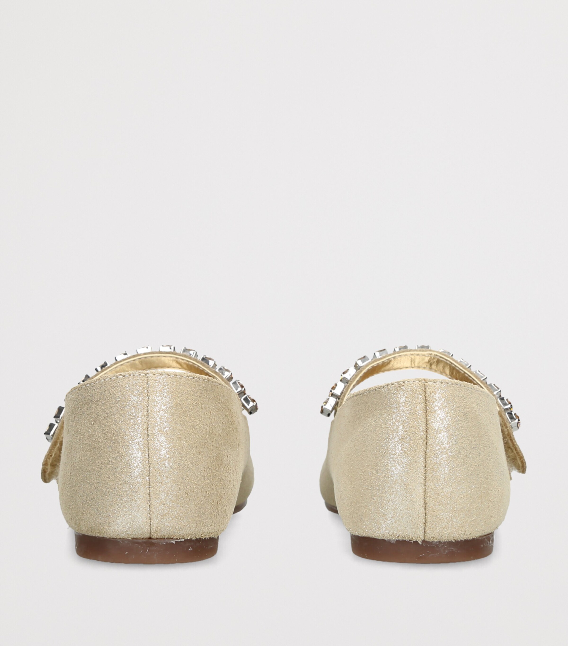 BabyWalker Leather Crystal-Strap Ballet Flats Gold Image 4
