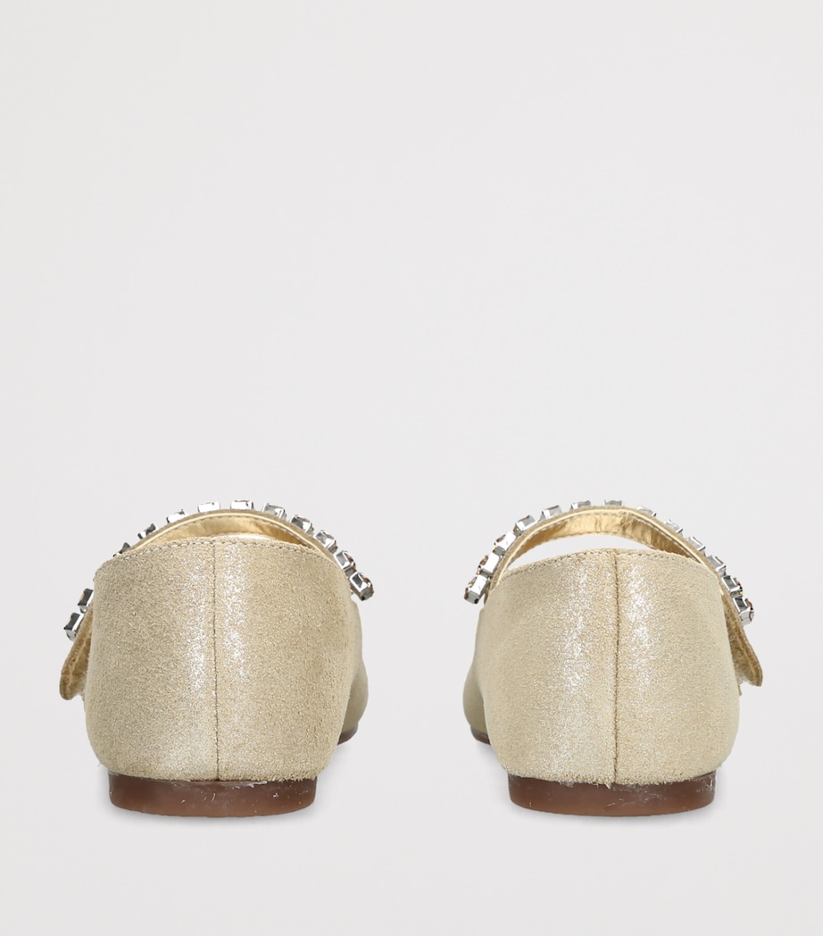 BabyWalker Leather Crystal-Strap Ballet Flats Gold Image 4