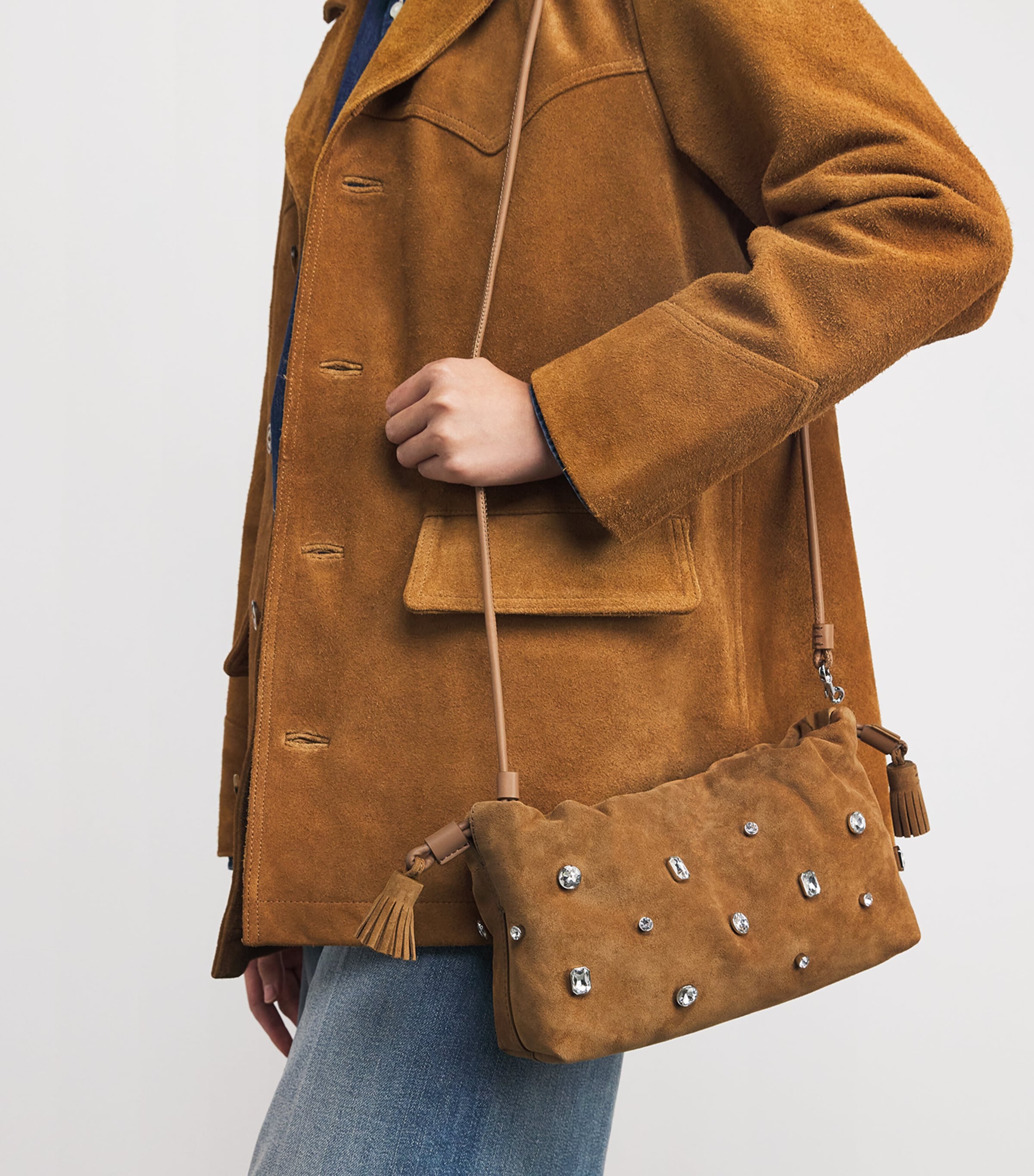 Small Suede Stash Cross-Body Bag Y0090 ACORN Image 2