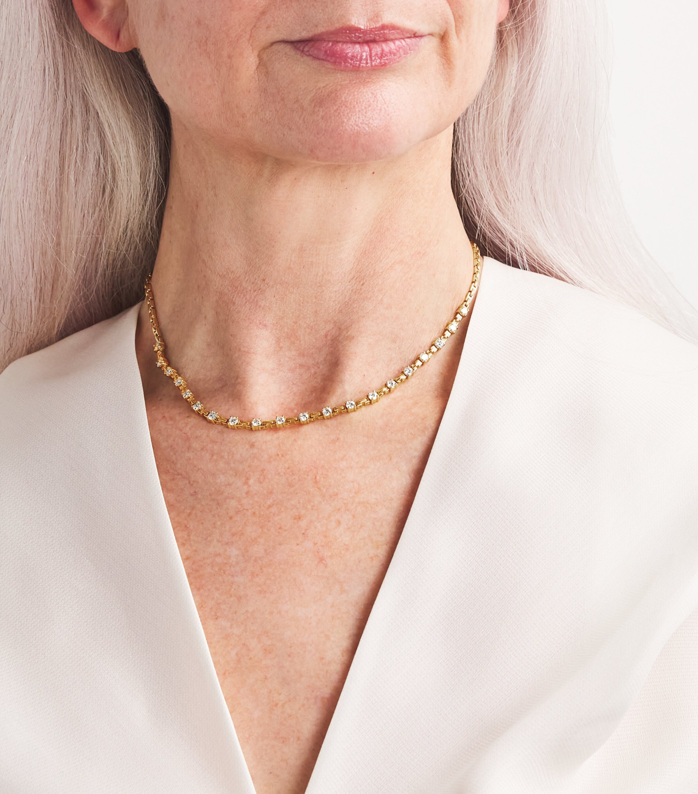 Yellow Gold and Diamond Pirouette Tennis Necklace YELLOW GOLD Image 2