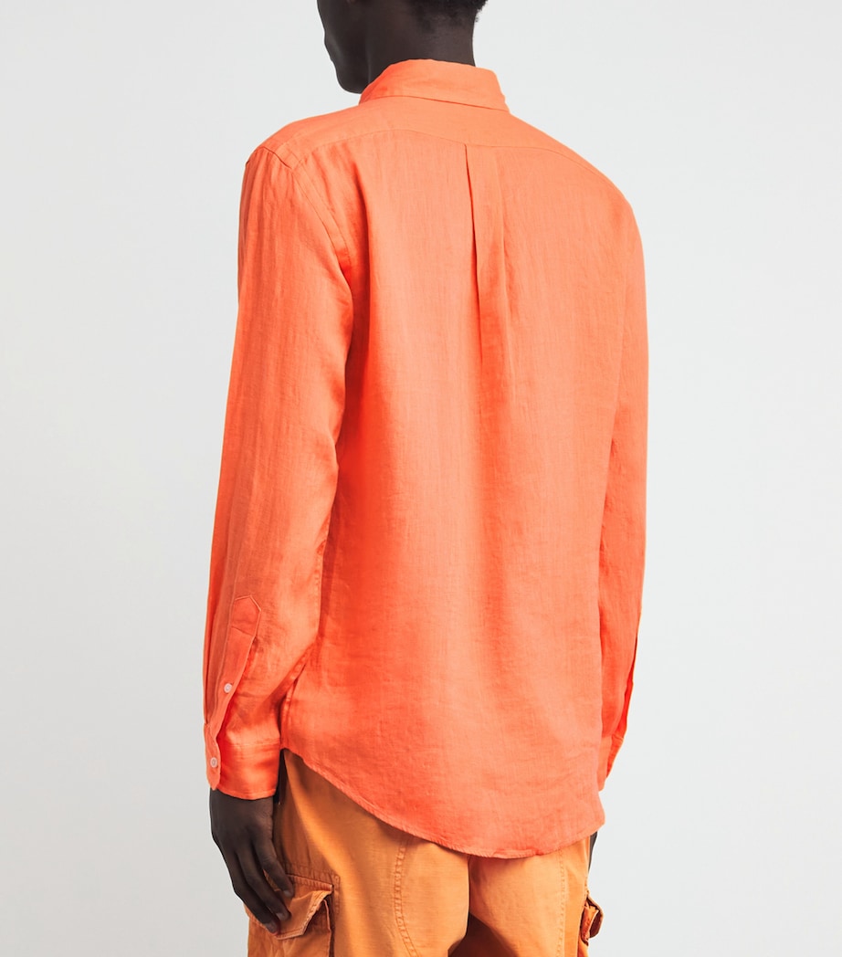 Polo Ralph Lauren Mens Linen Custom-Fit Polo Pony Shirt Pompano Orange Image 5