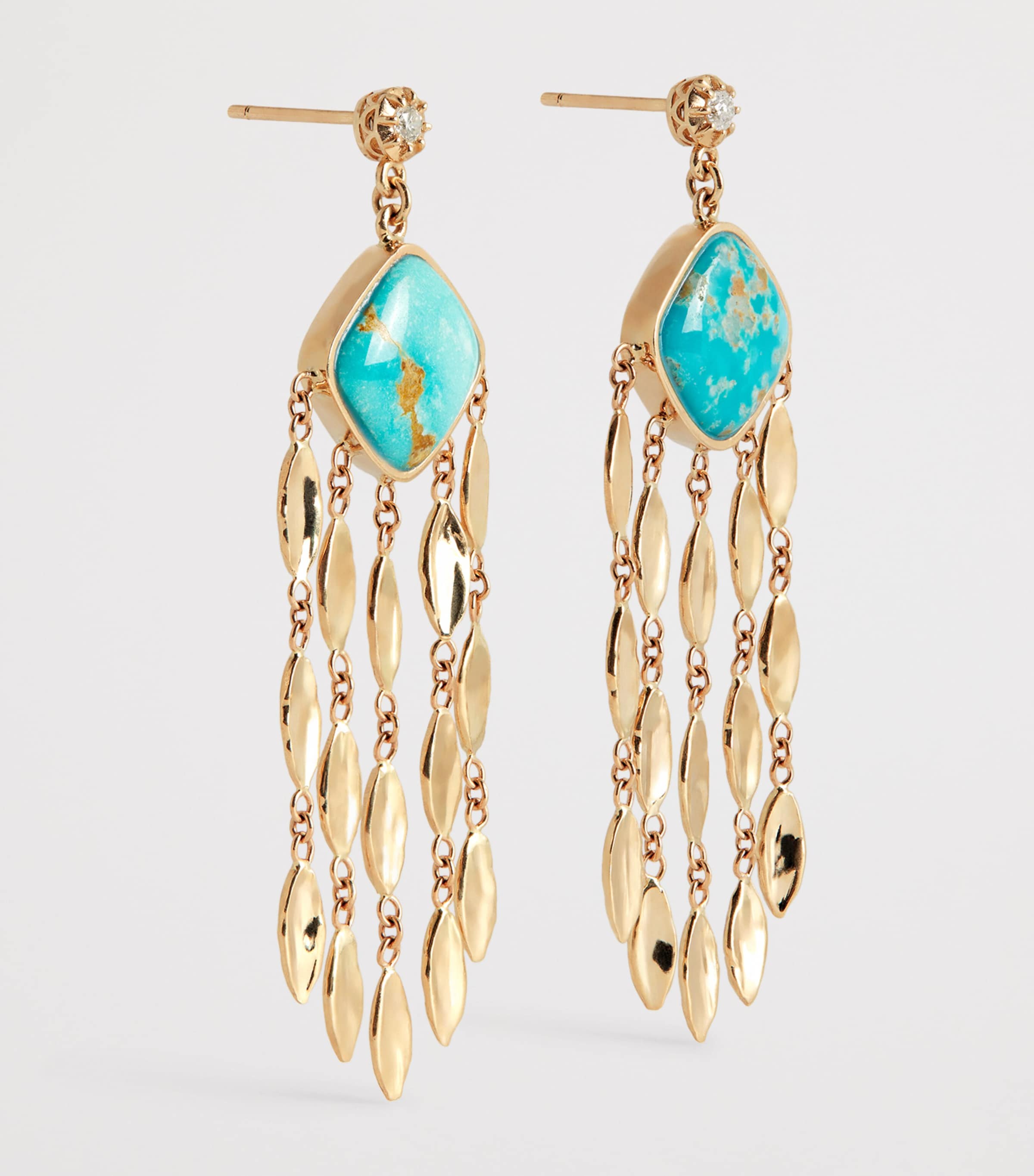 Yellow Gold, Diamond and Turquoise Sophia Earrings YELLOW GOLD Image 3