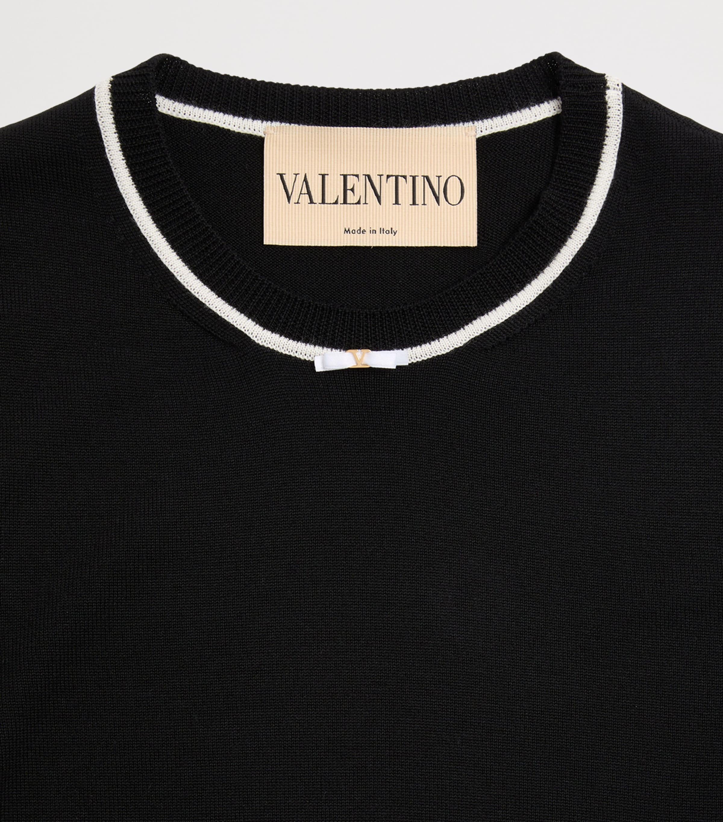 Valentino Womens Virgin Wool Short-Sleeve Sweater Image 3
