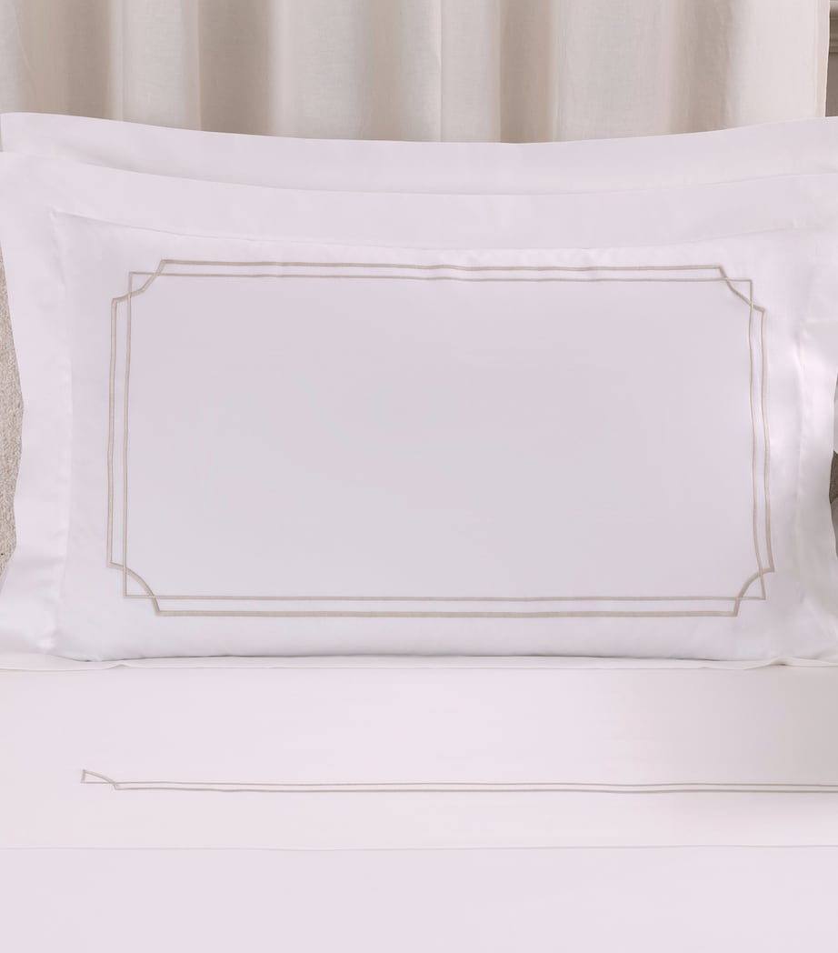 Frette Cotton Layering Embroidery Oxford Pillowcase (51cm x 71cm) Milk/savage B Image 1