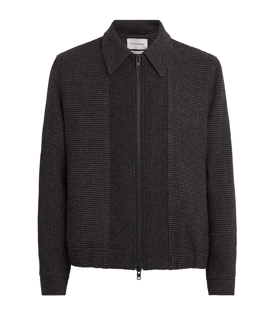 Oliver Spencer Mens Houndstooth Renbourne Jacket Brown Image 1