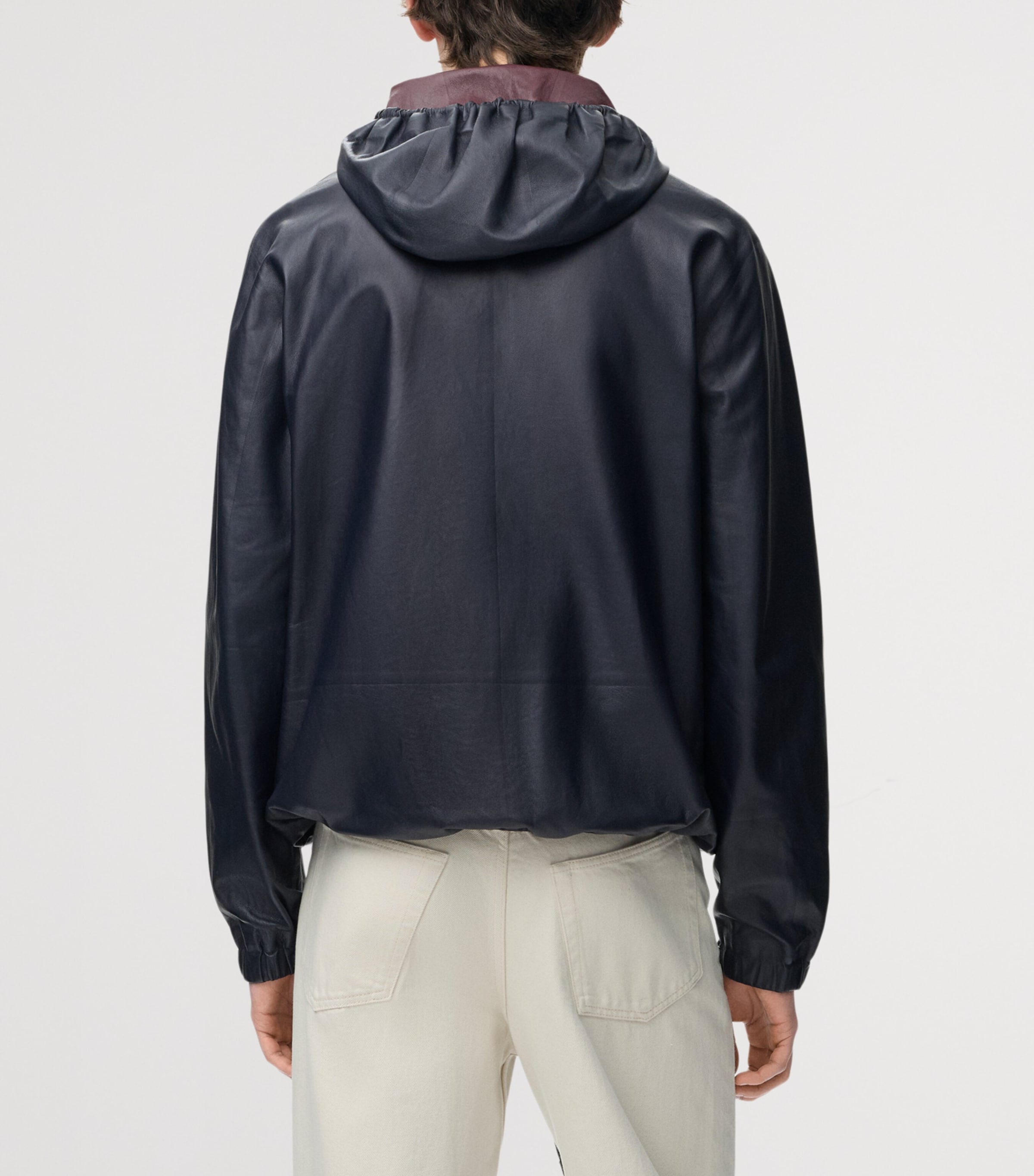 LOEWE Mens Lambskin Hooded Jacket Navy Blue Image 4