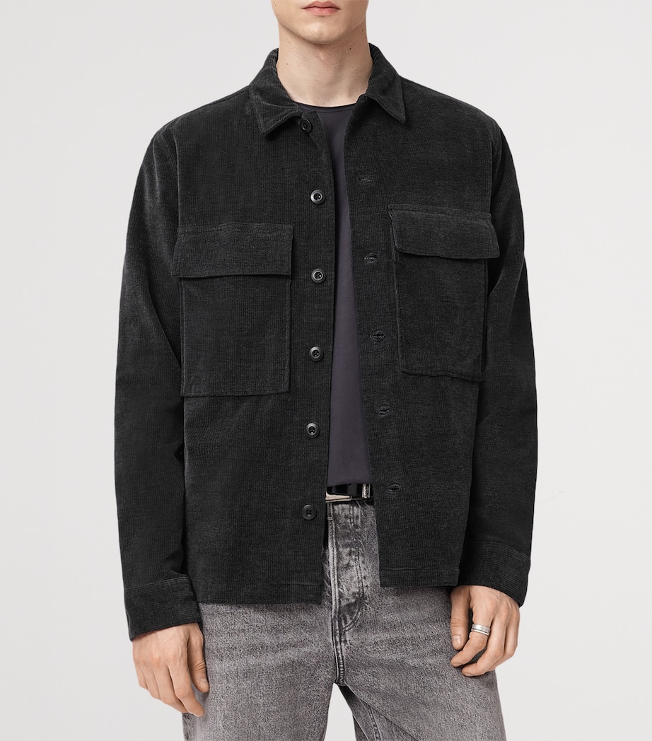AllSaints Mens Corduroy Hawker Overshirt Faded Black Image 5