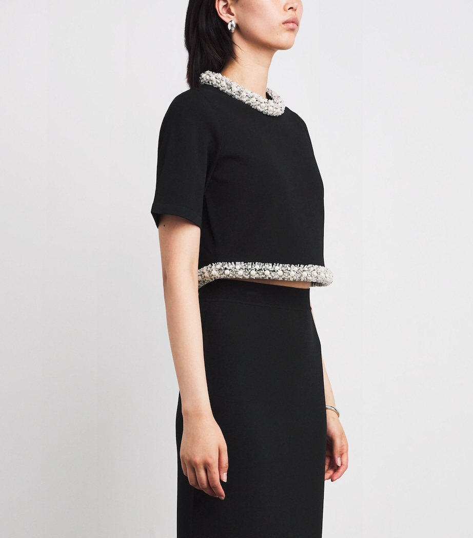 Embellished-Trim Ozelle Top BLACK Image 3